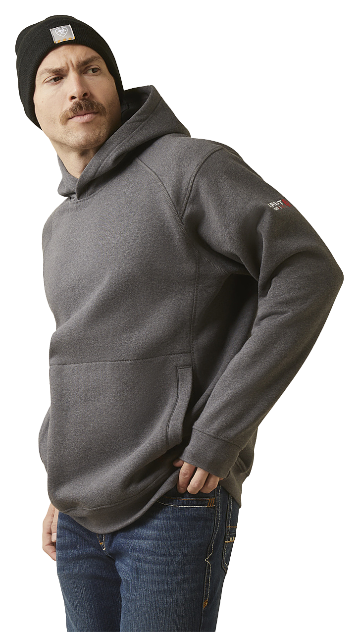 Image of Ariat Flame-Resistant Rev Pullover Hoodie for Men - Charcoal Heather