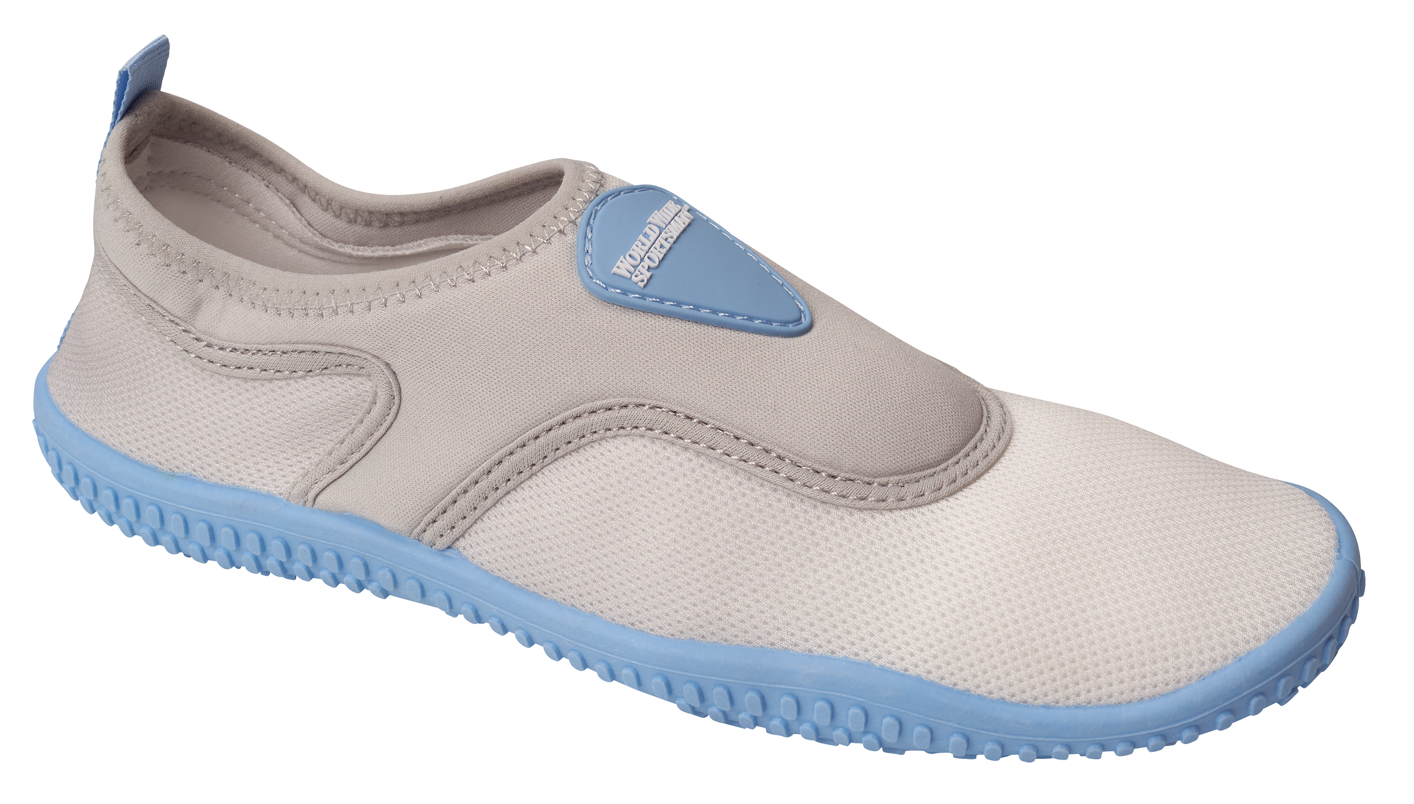 Image of World Wide Sportsman Aqua Sox Slip-On Water Shoes for Ladies - Grey/Blue - 7M