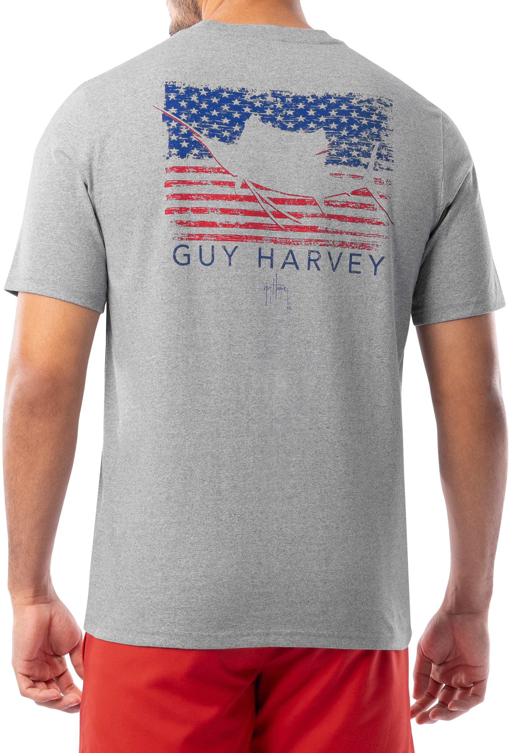 Image of Guy Harvey Glory Sail Short-Sleeve T-Shirt for Men - Light Grey Heather - S