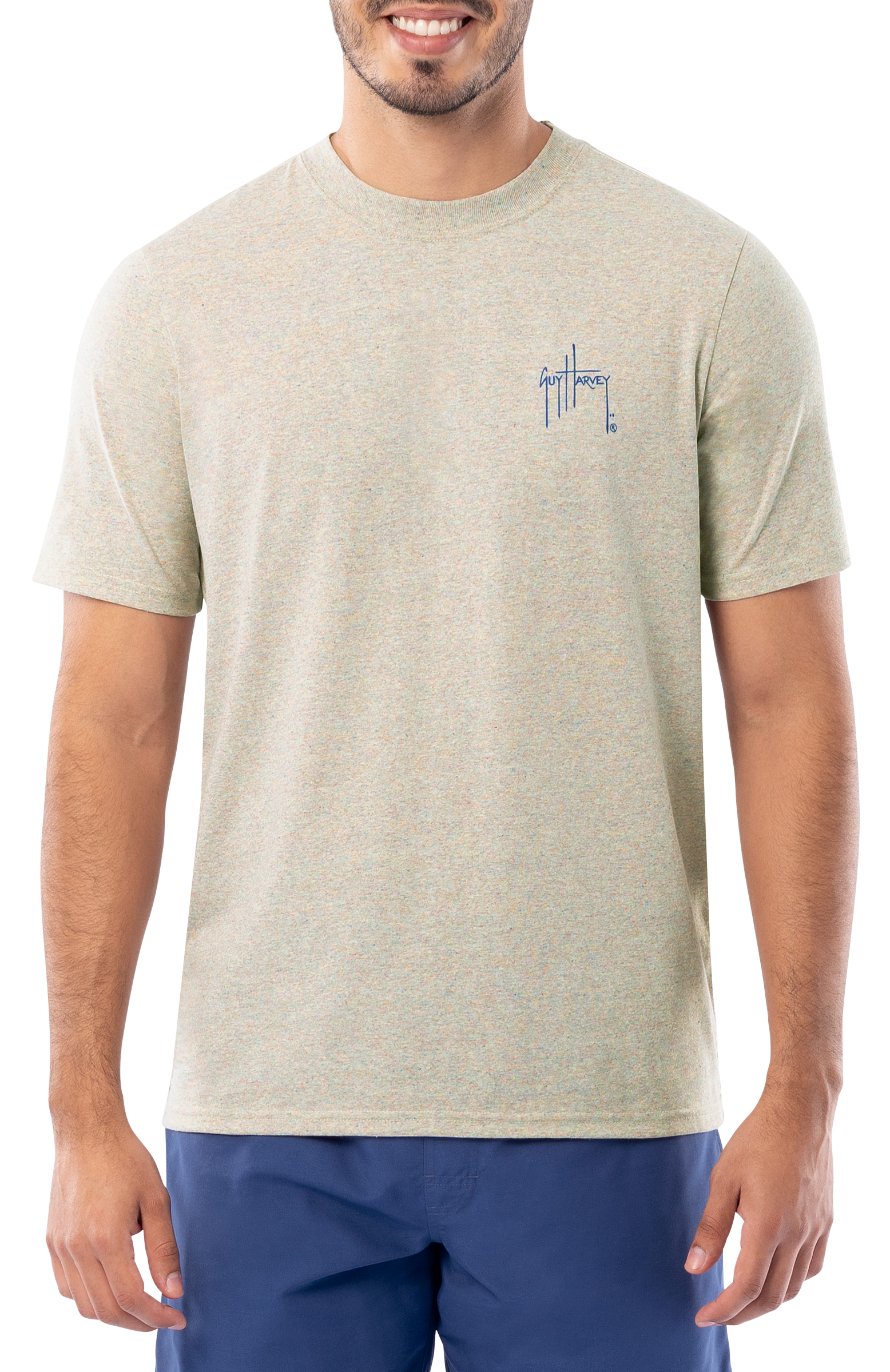 Image of Guy Harvey Saltwater Core Threadcycled Short-Sleeve T-Shirt for Men - Oatmeal Heather - L
