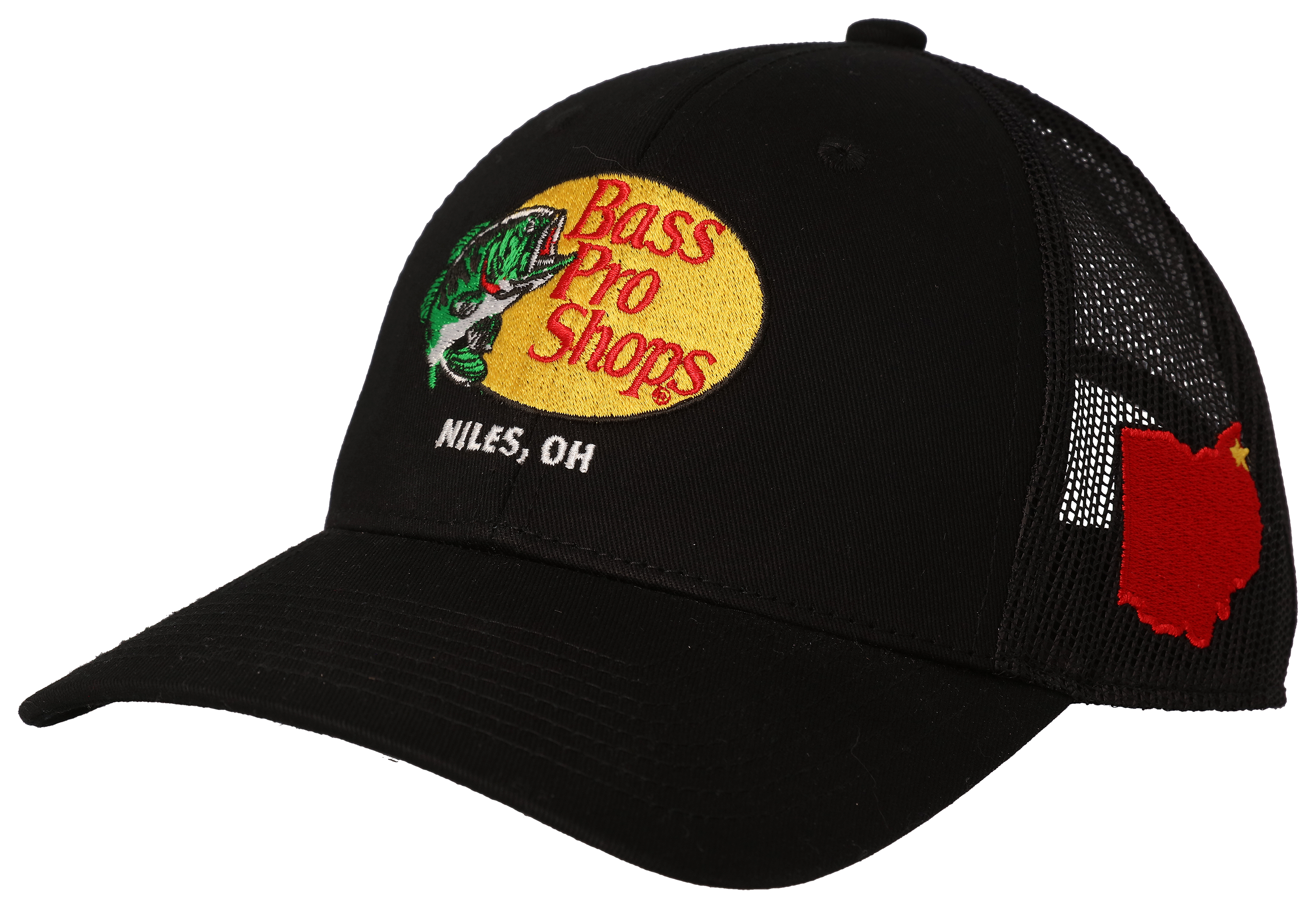 Bass Pro Shops Embroidered Logo Mesh Fishing Trucker Hat – Adjustable Snapback (One Size)