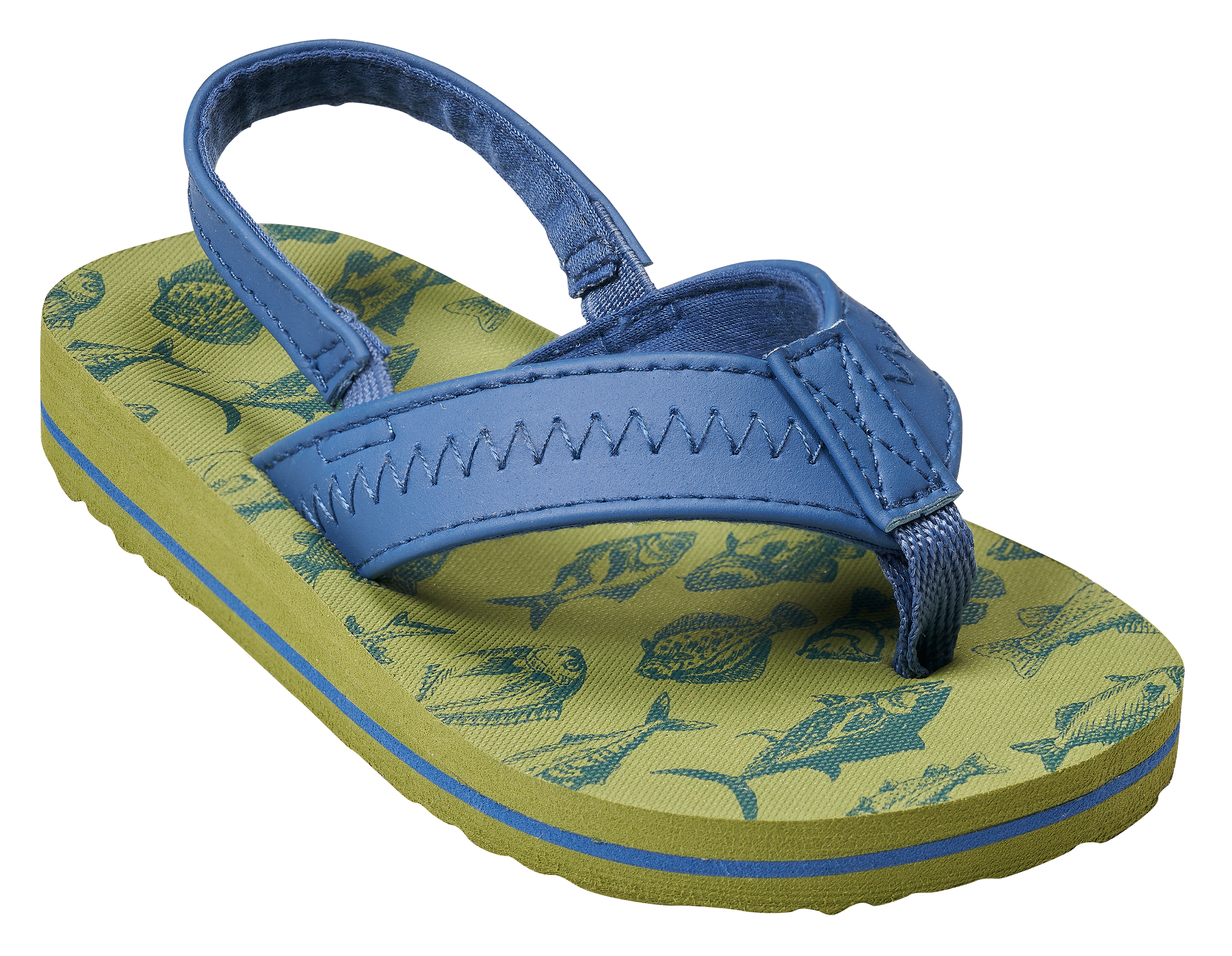 Image of Outdoor Kids Starfish Flip Thong Sandals for Toddlers - Navy/Green - 5 Toddler