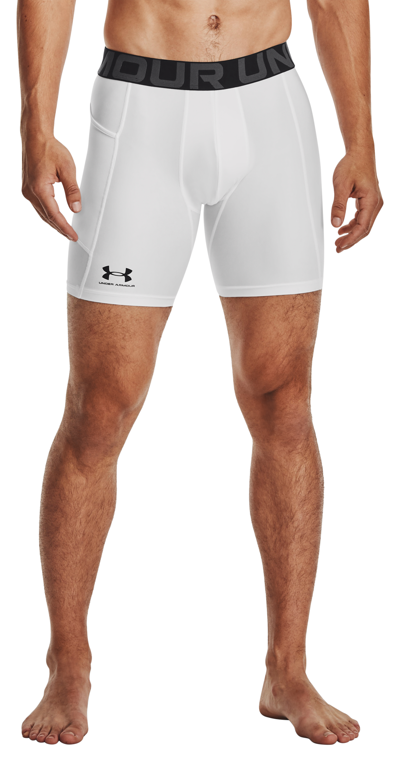 Image of Under Armour HeatGear Armour Compression Shorts for Men - White/Black