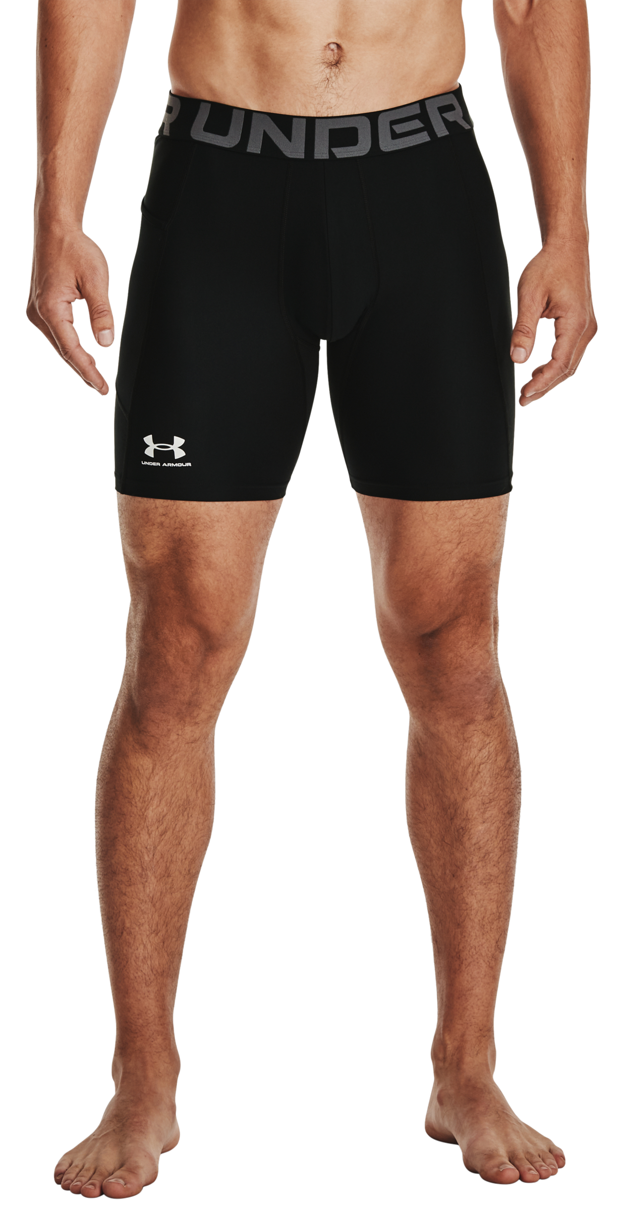 Image of Under Armour HeatGear Armour Compression Shorts for Men - Black/White - 2XLT