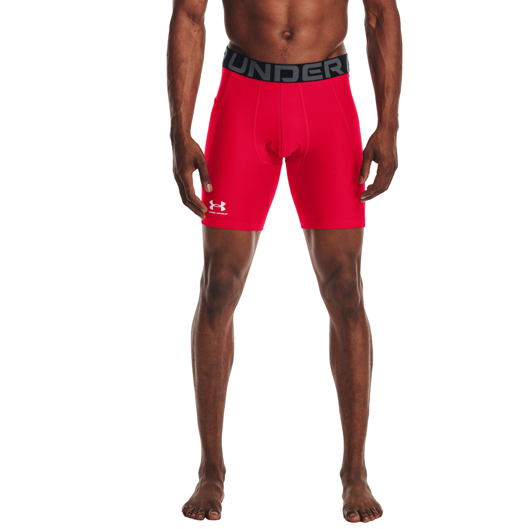 Image of Under Armour HeatGear Armour Compression Shorts for Men - Red/White - 2XLT