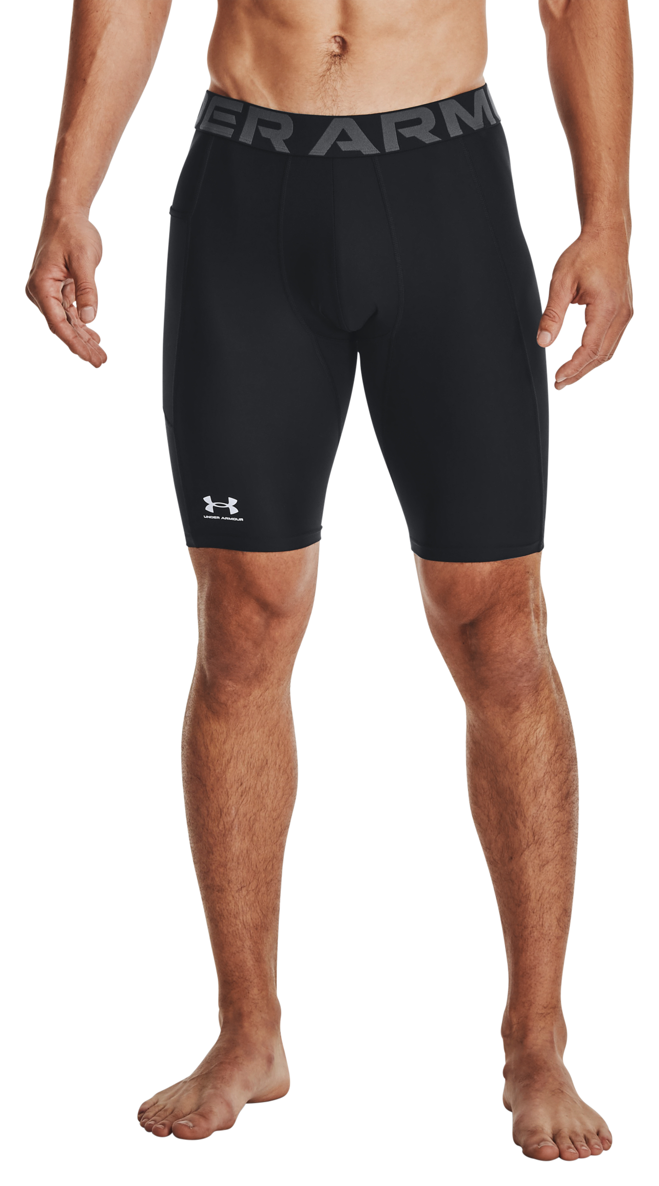 Under Armour HeatGear Pocket Long Shorts for Men - Black/White - 2XLT