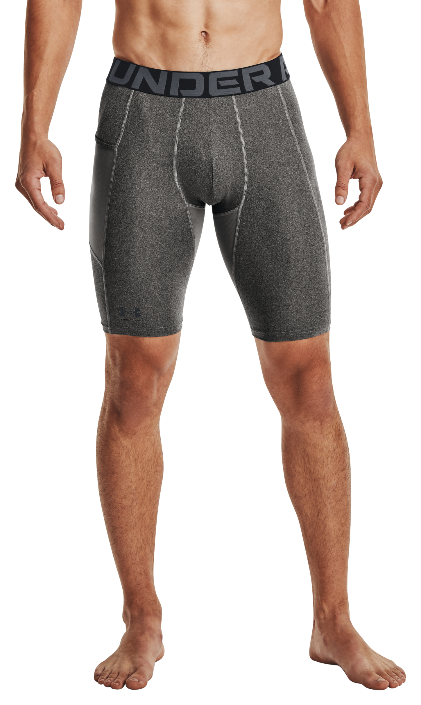 Under Armour HeatGear Pocket Long Shorts for Men - Carbon Heather/Black - XLT