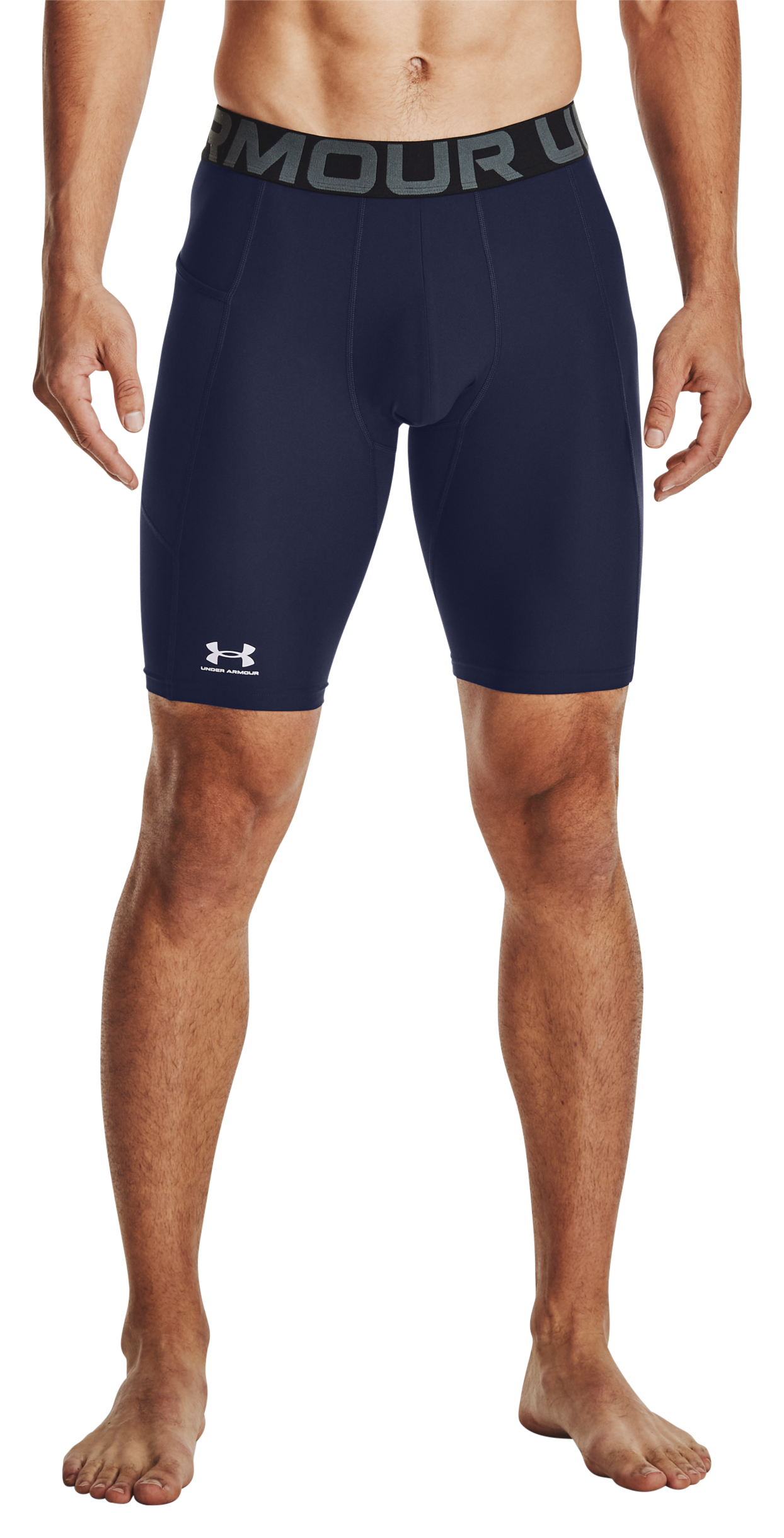 Under Armour HeatGear Pocket Long Shorts for Men - Midnight Navy/White - 3XLT
