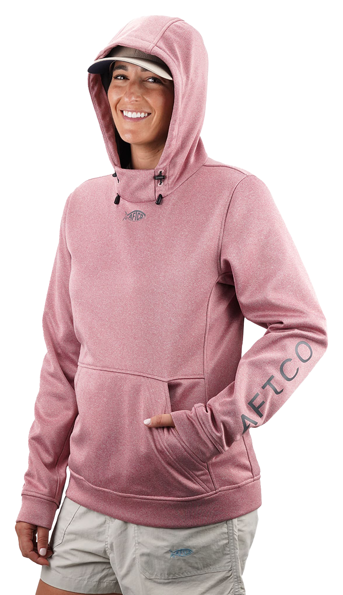 Image of AFTCO Shadow Recycled Long-Sleeve Hoodie for Ladies - Rose Dawn Heather