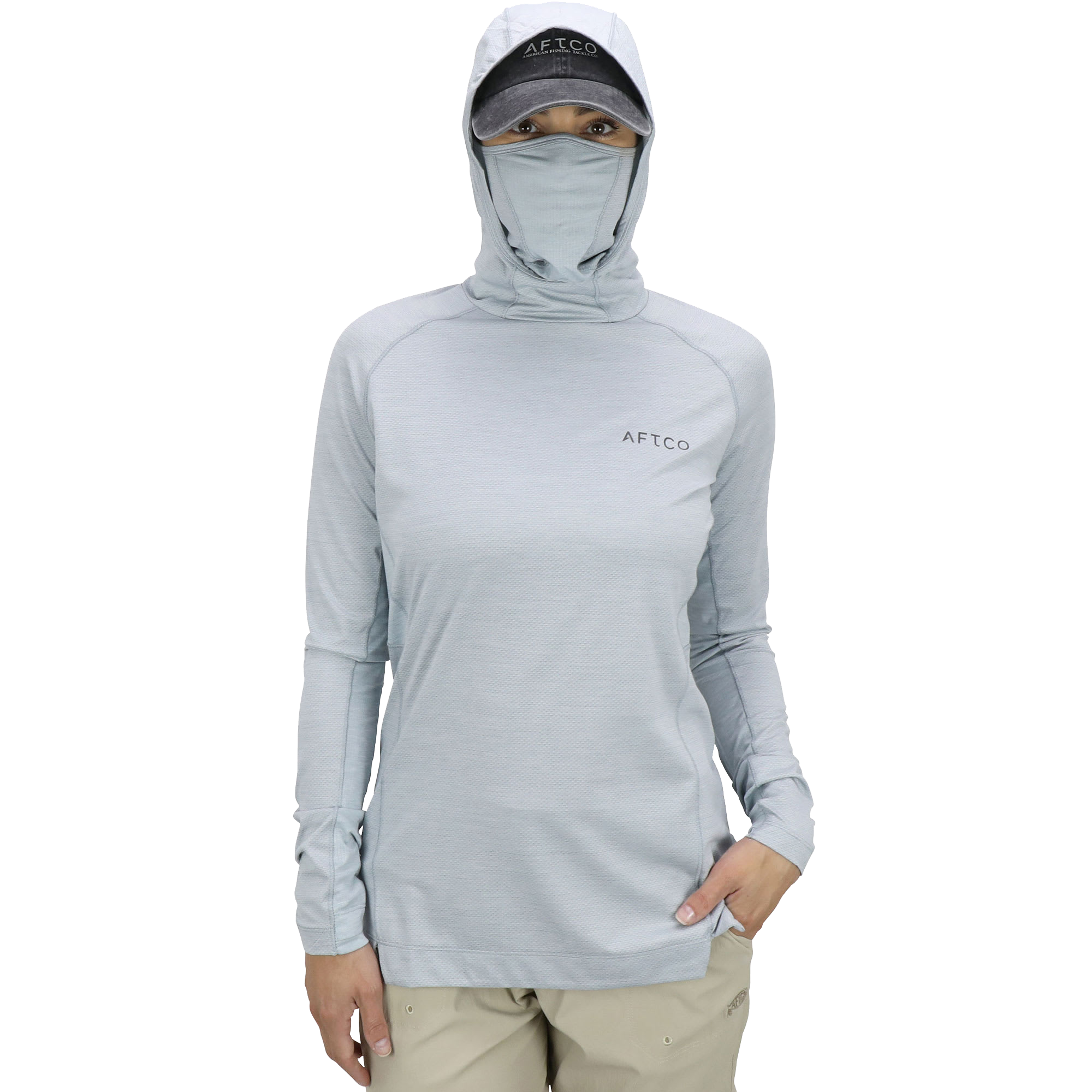 Image of AFTCO Adapt Phase Change Performance Long-Sleeve Hoodie for Ladies - Light Gray Heather - S