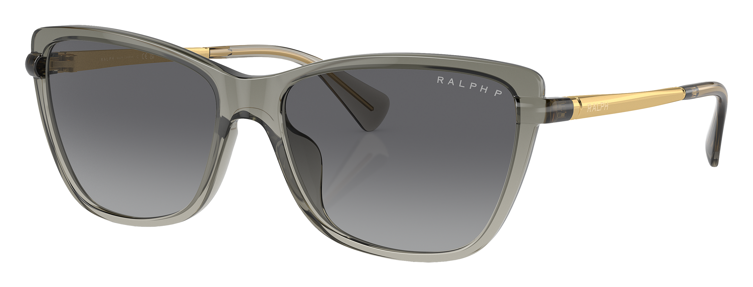 Image of Ralph Lauren RA5308U Polarized Sunglasses for Ladies - Shiny Transparent Gray/Light Gray Gradient