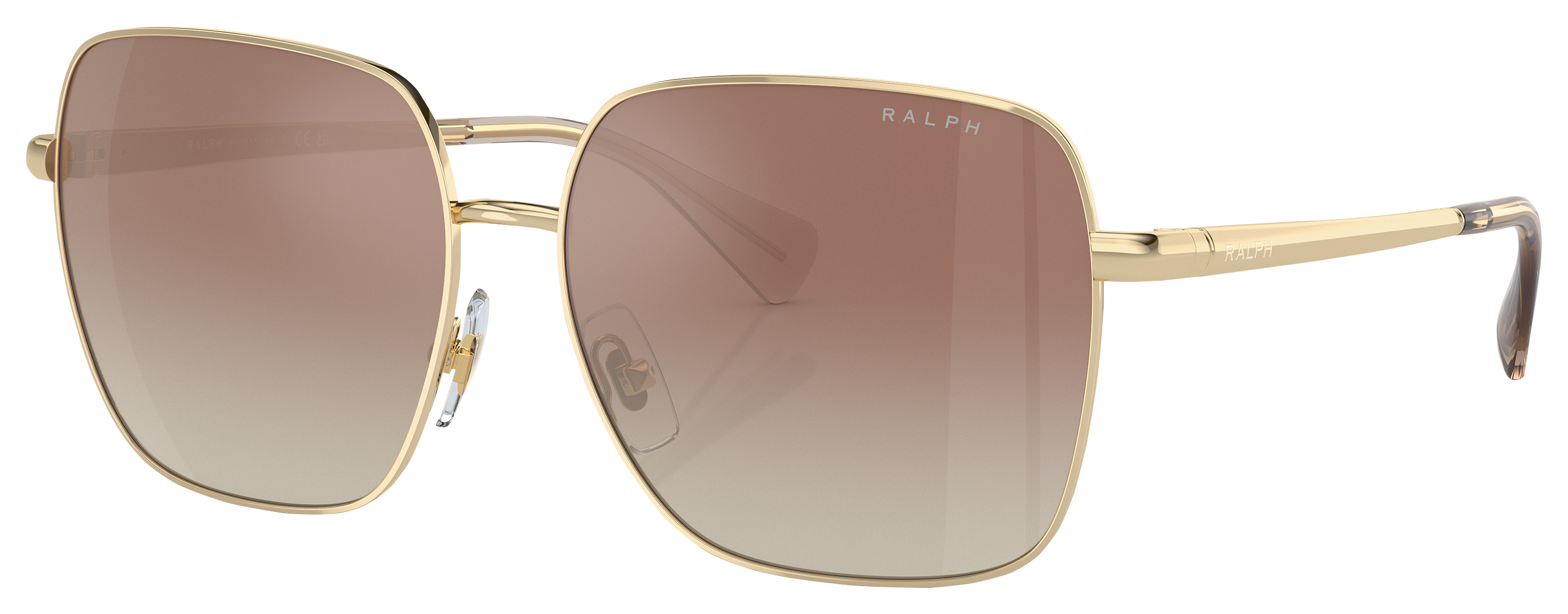 Image of Ralph RA4142 Sunglasses for Ladies - Shiny Pale Gold/Brown Gradient Mirror - X-Large