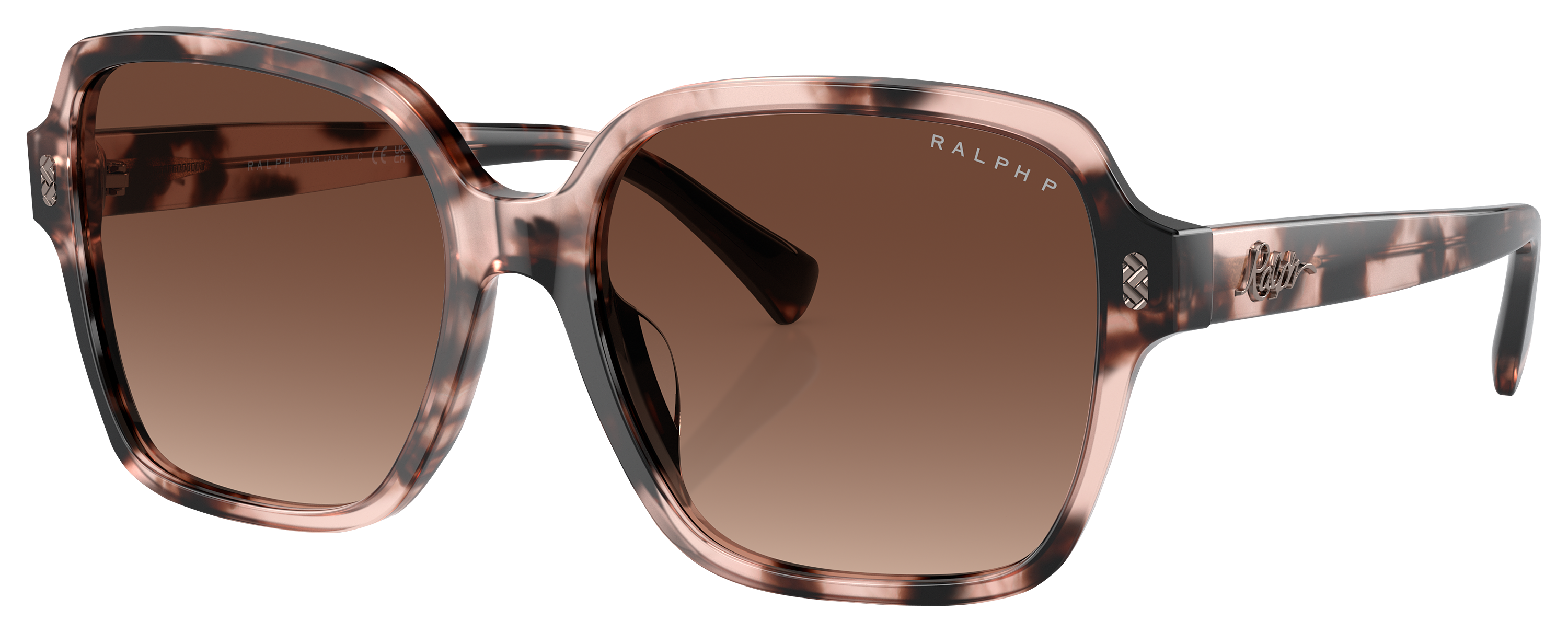 Image of Ralph Lauren RA5304U Sunglasses for Ladies - Shiny Pink Havana/Brown Gradient - Large