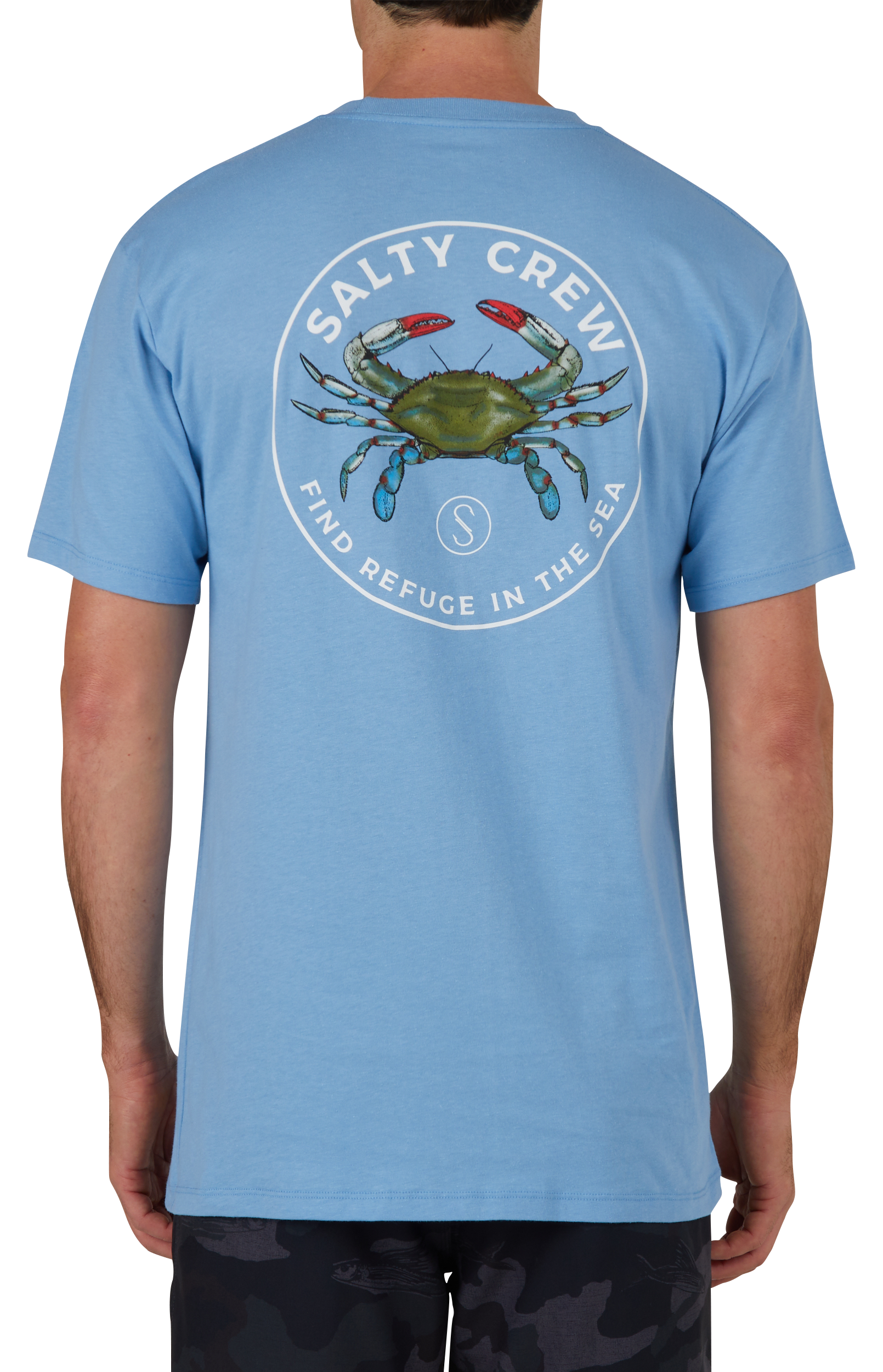 Image of Salty Crew Blue Crabber Graphic Premium Short-Sleeve T-Shirt for Men - Marine Blue
