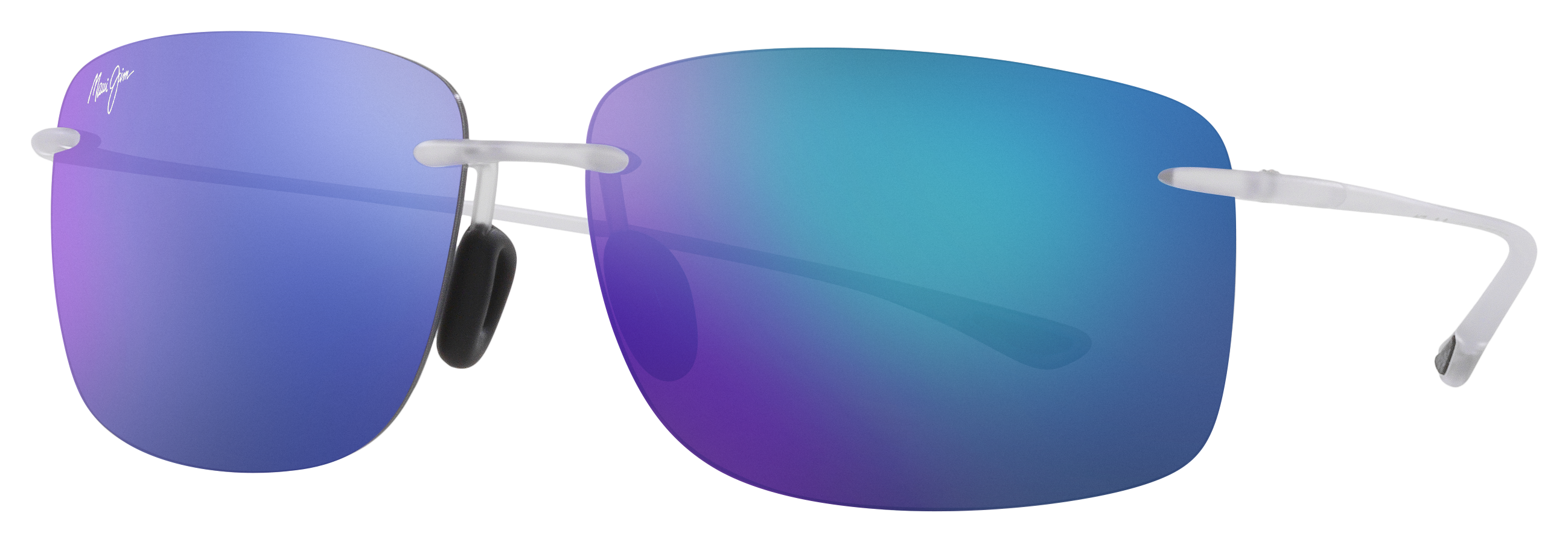 Image of Maui Jim Hema Polarized Sunglasses - Matte Crystal/Blue Hawaii Mirror