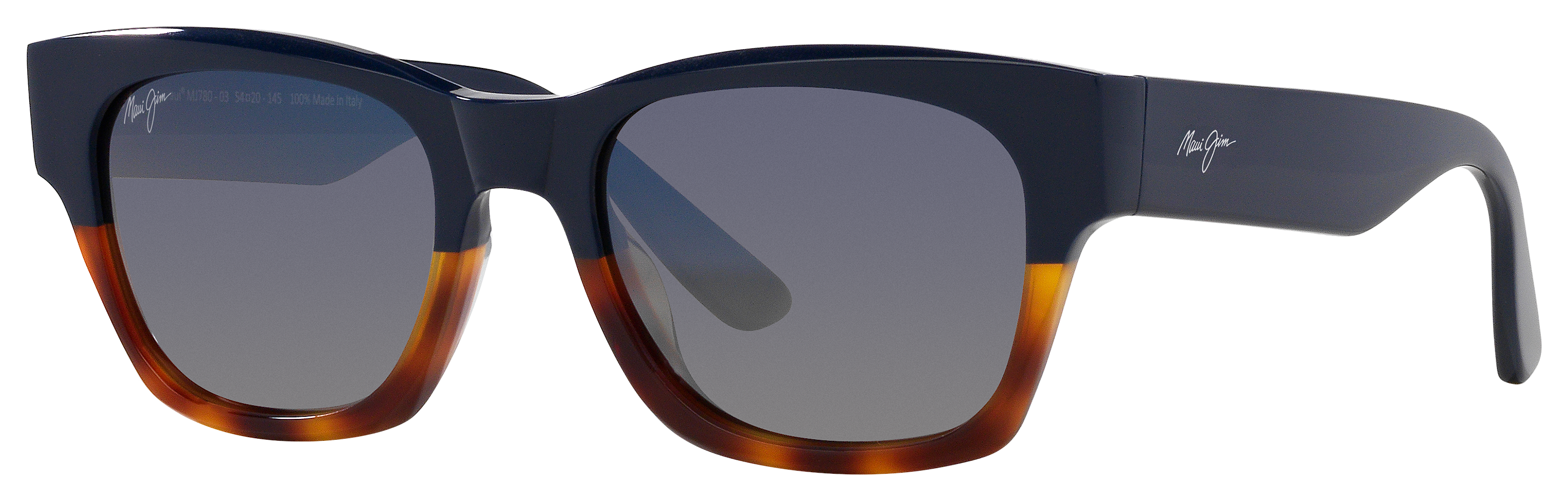 Image of Maui Jim Valley Isle Glass Polarized Sunglasses - Navy Tortoise/Dual Blue to Silver Mirror