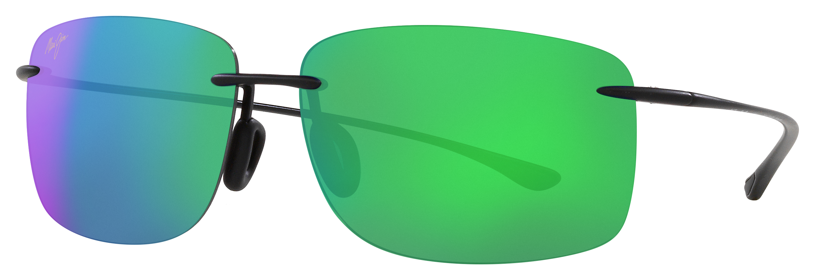 Image of Maui Jim Hema Polarized Sunglasses - Matte Black/MAUIGreen Mirror