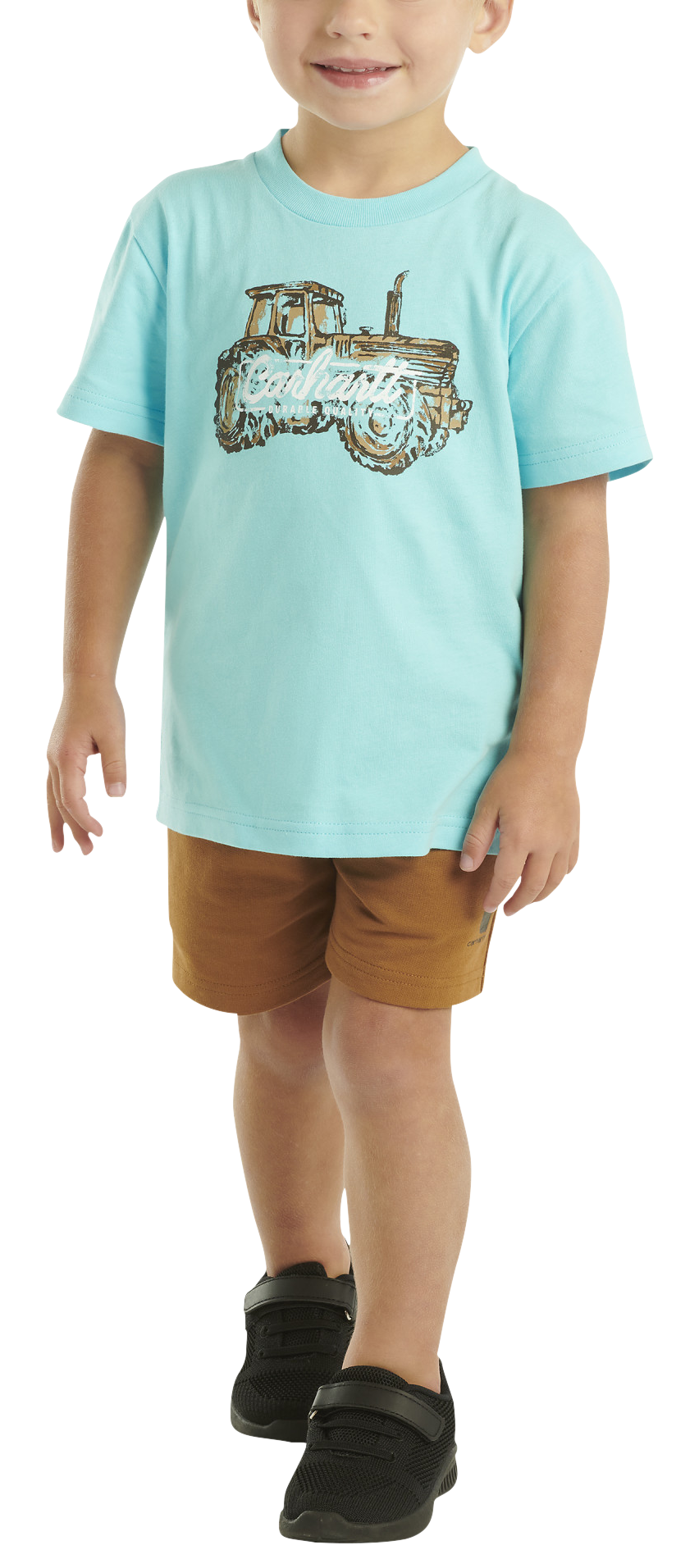 Image of Carhartt Tractor Short-Sleeve T-Shirt and French Terry Shorts Set for Toddlers - Carhartt Brown - 2T