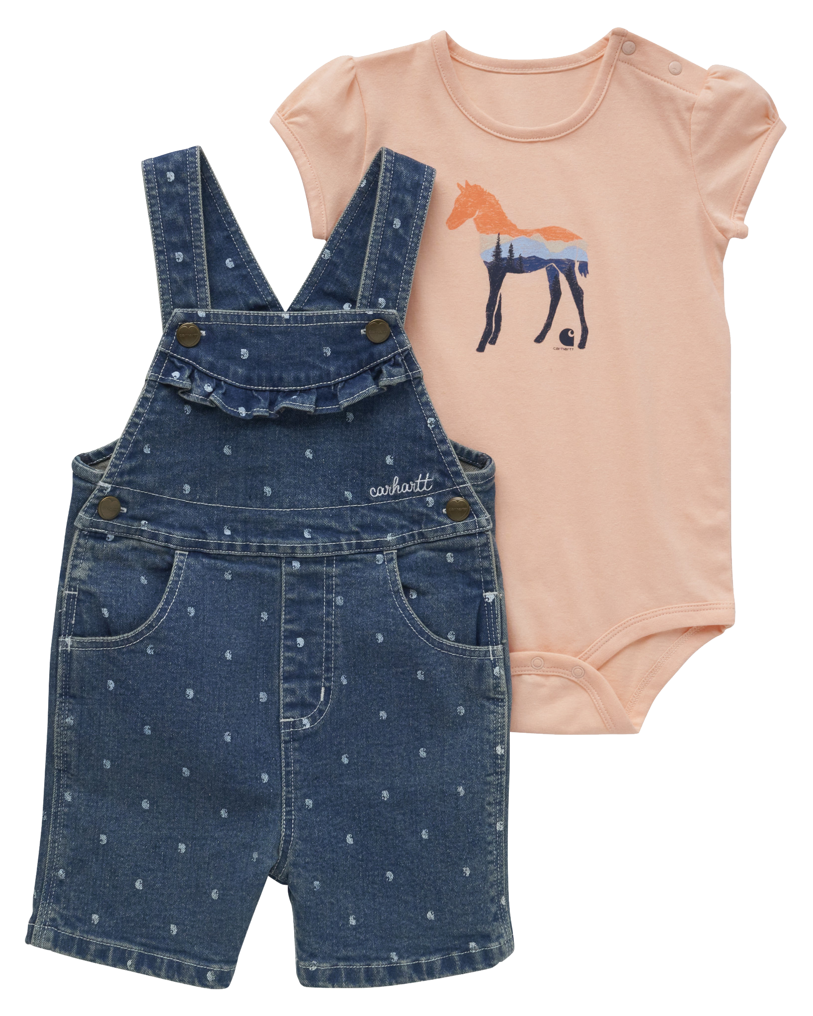 CARHARTT Short-Sleeve Bodysuit and Denim Shortalls Set for Babies
