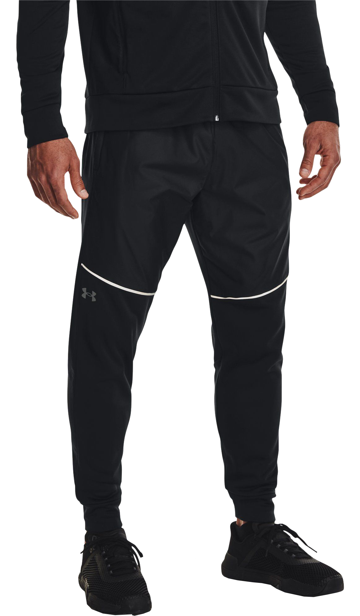 Image of Under Armour Storm Amour Fleece Pants for Men - Black/Pitch Gray - L