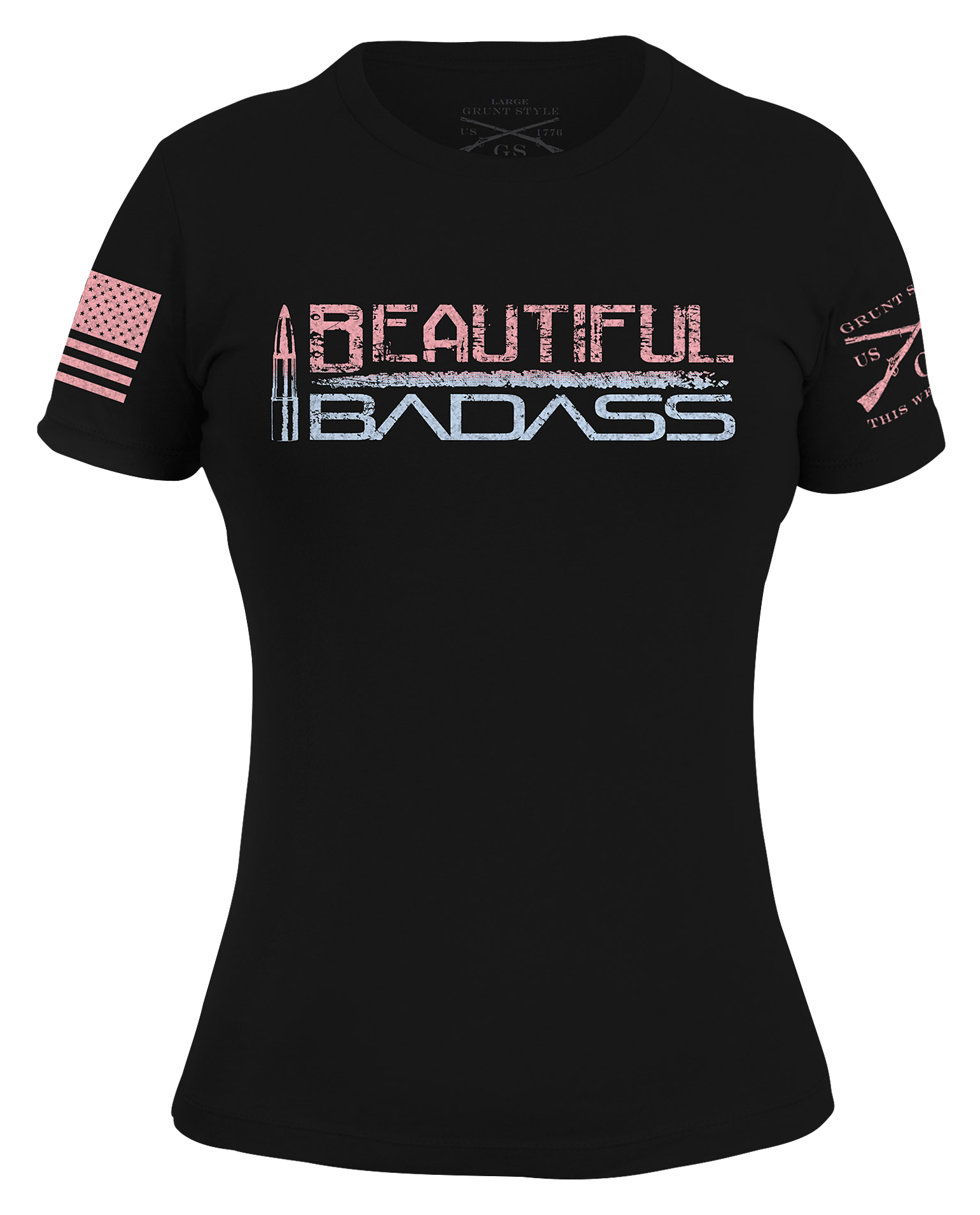 Image of Grunt Style Beautiful Badass Short-Sleeve T-Shirt for Ladies - Black - XL