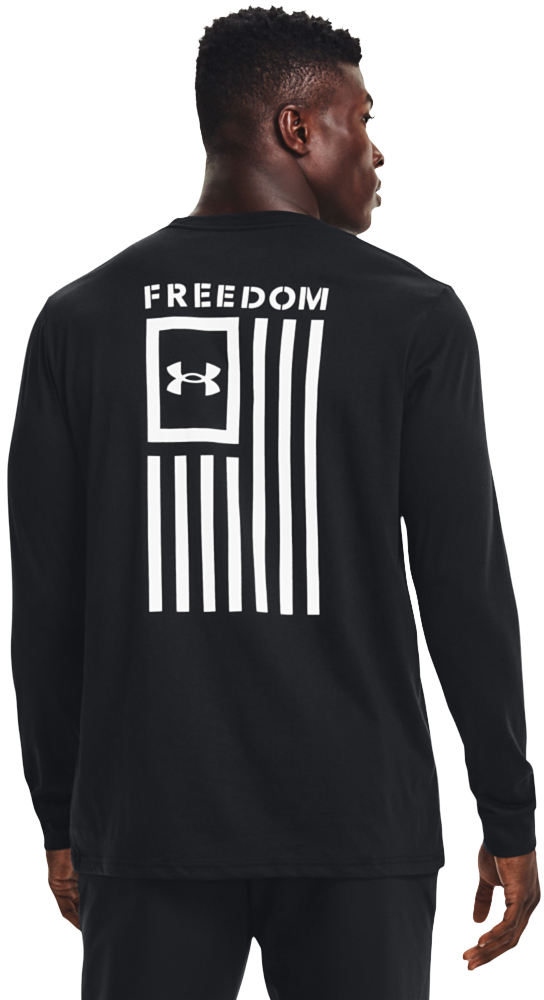 Under Armour New Freedom Flag Long-Sleeve T-Shirt for Men - Black/White