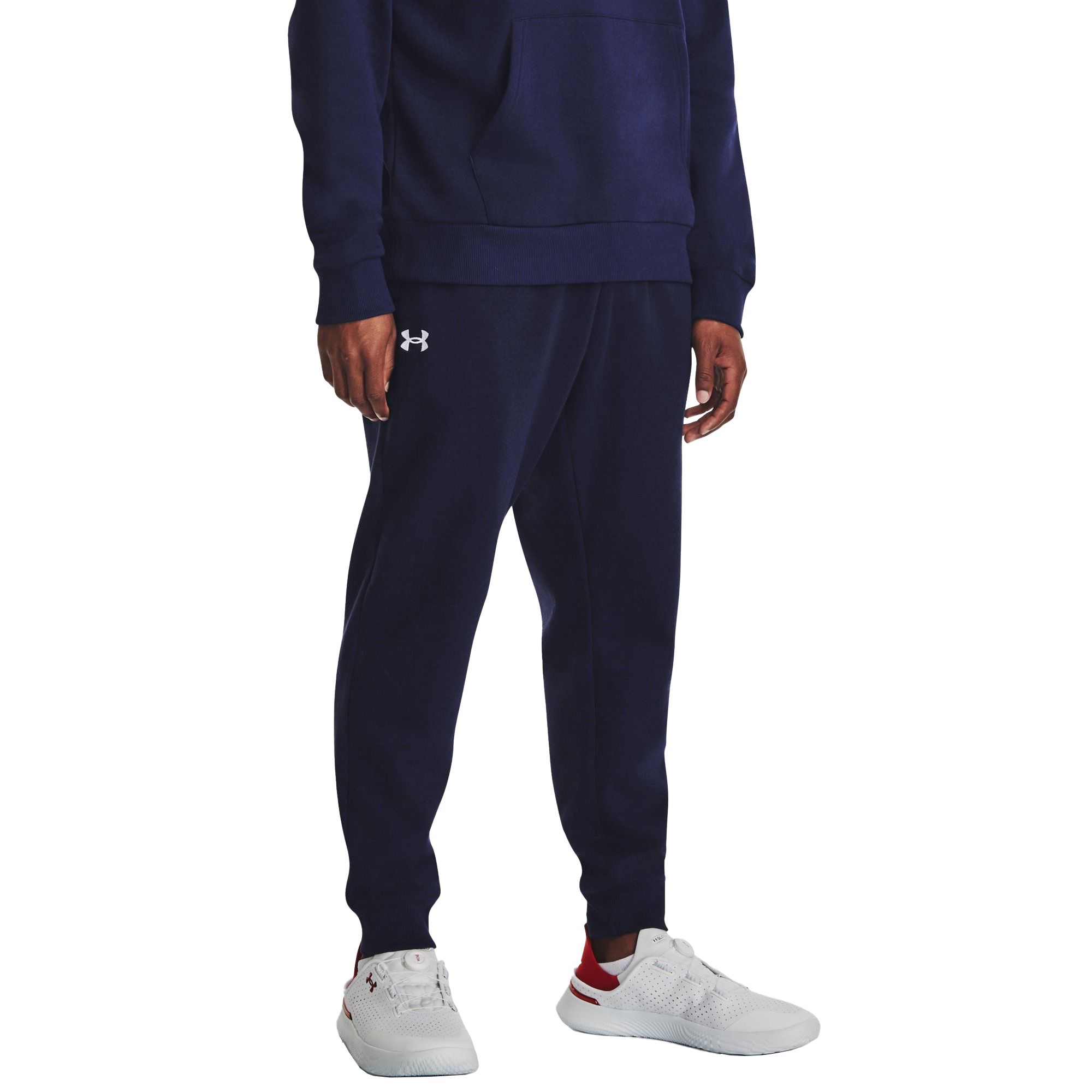 Image of Under Armour Patch Rival Fleece Joggers for Men - Midnight Navy/White - MT