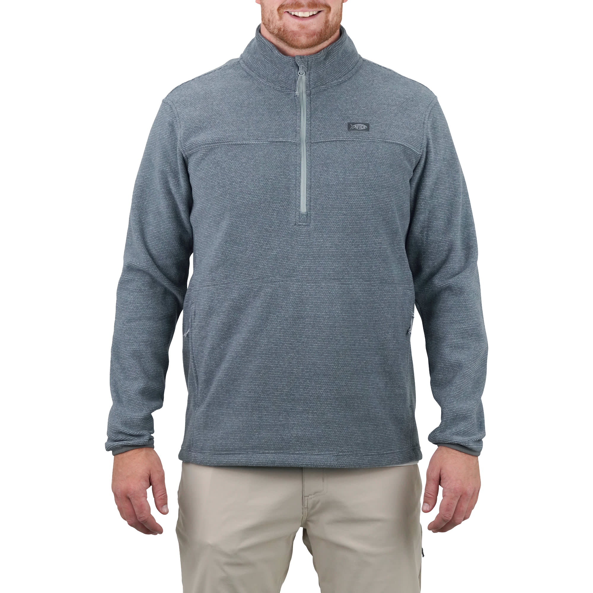 Image of AFTCO Sentinel Quarter-Zip Recycled Fleece Pullover for Men - Charcoal Heather - M