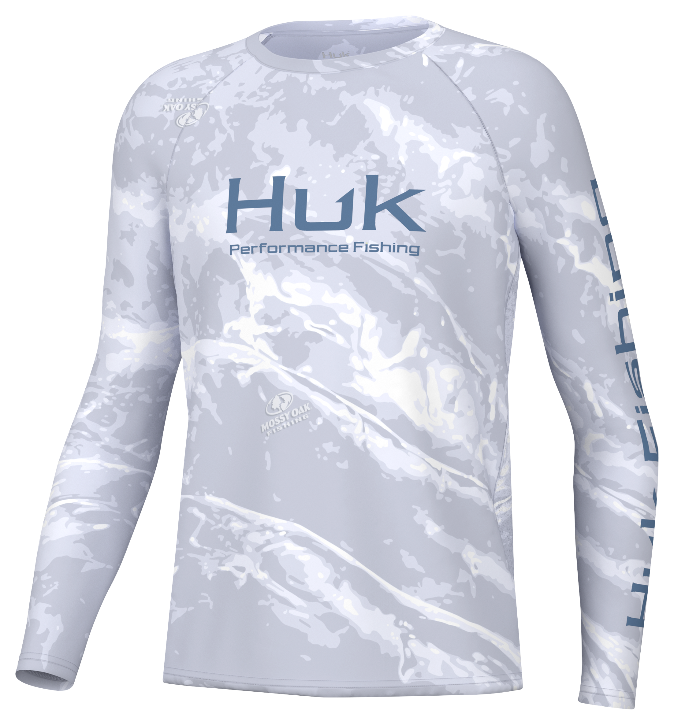 Huk Pursuit Mossy Oak Long-Sleeve Performance Crew for Kids - Mossy Oak Stormwater Bonefish - S