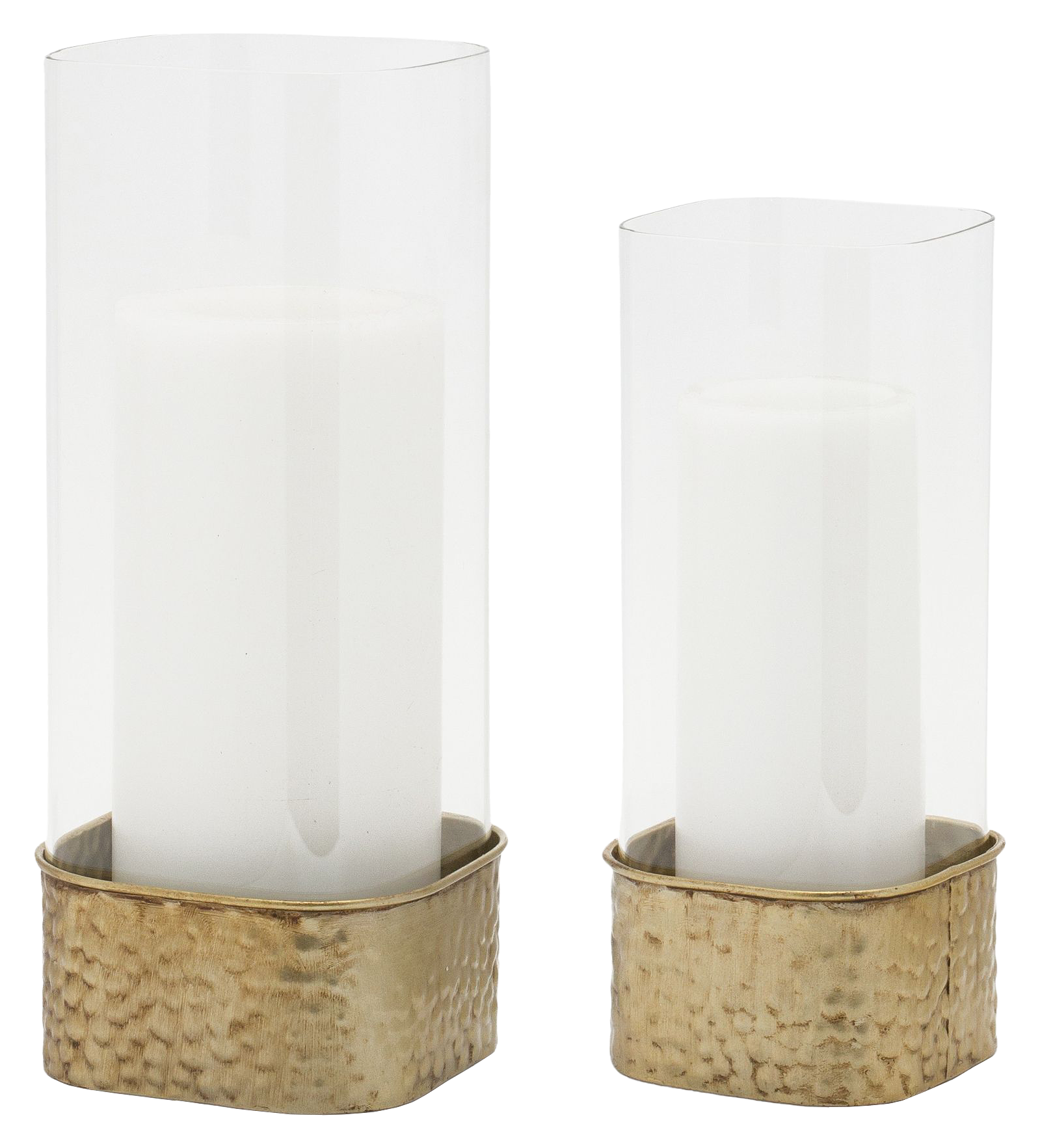 Image of Melrose International Hammered-Metal Candle Holder Set of 2