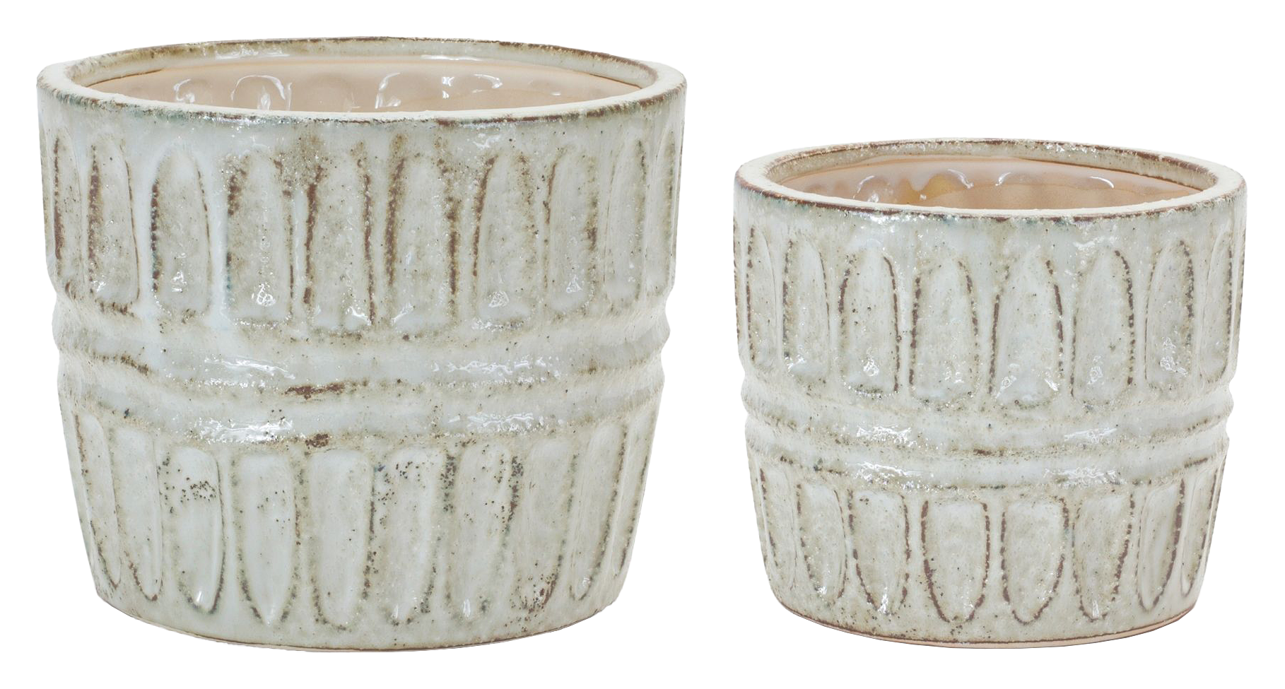 Image of Melrose International Distressed Clay Planters Set of 2