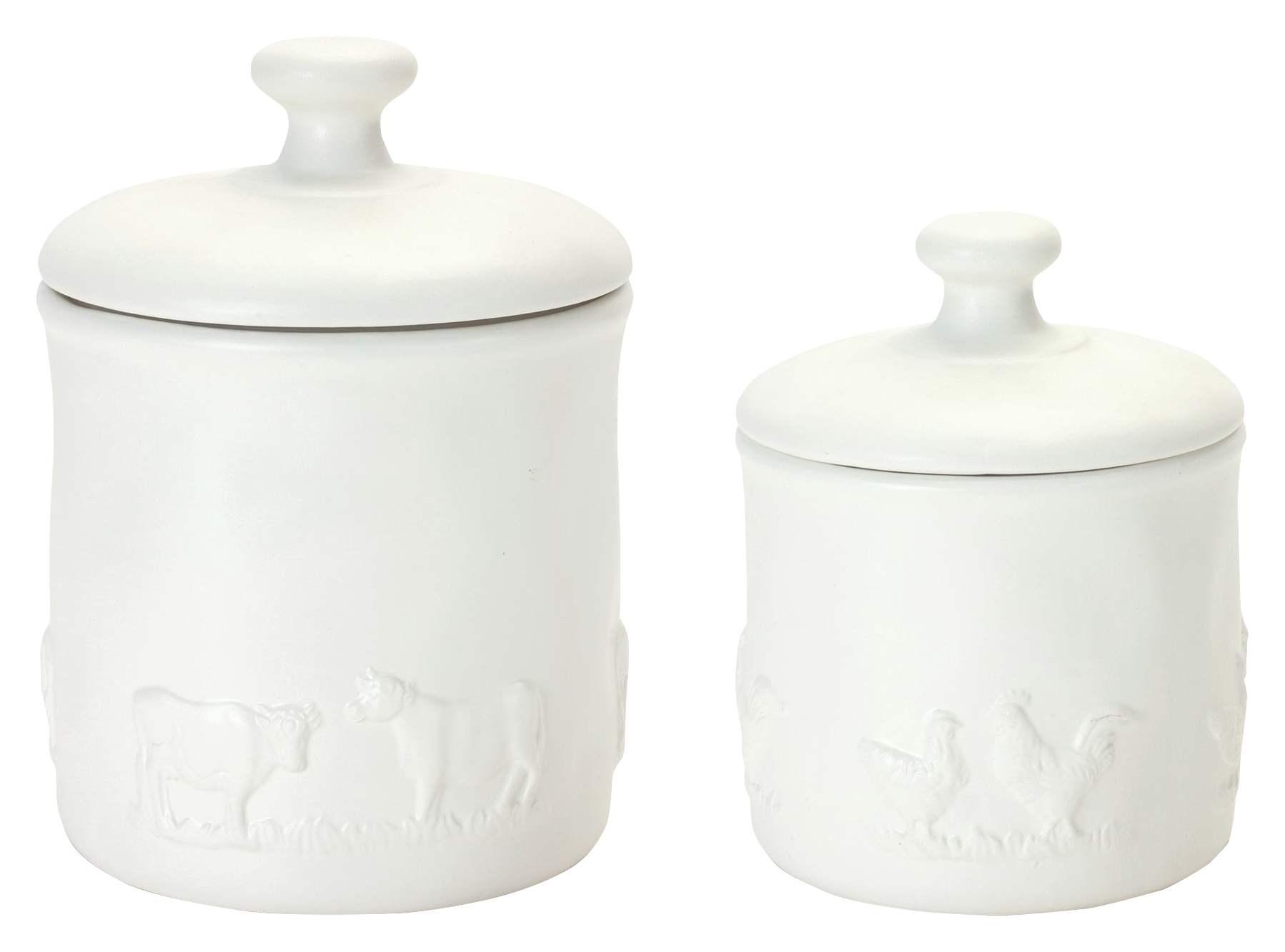 Image of Melrose International Ceramic Farm Animal Canisters Set of 2