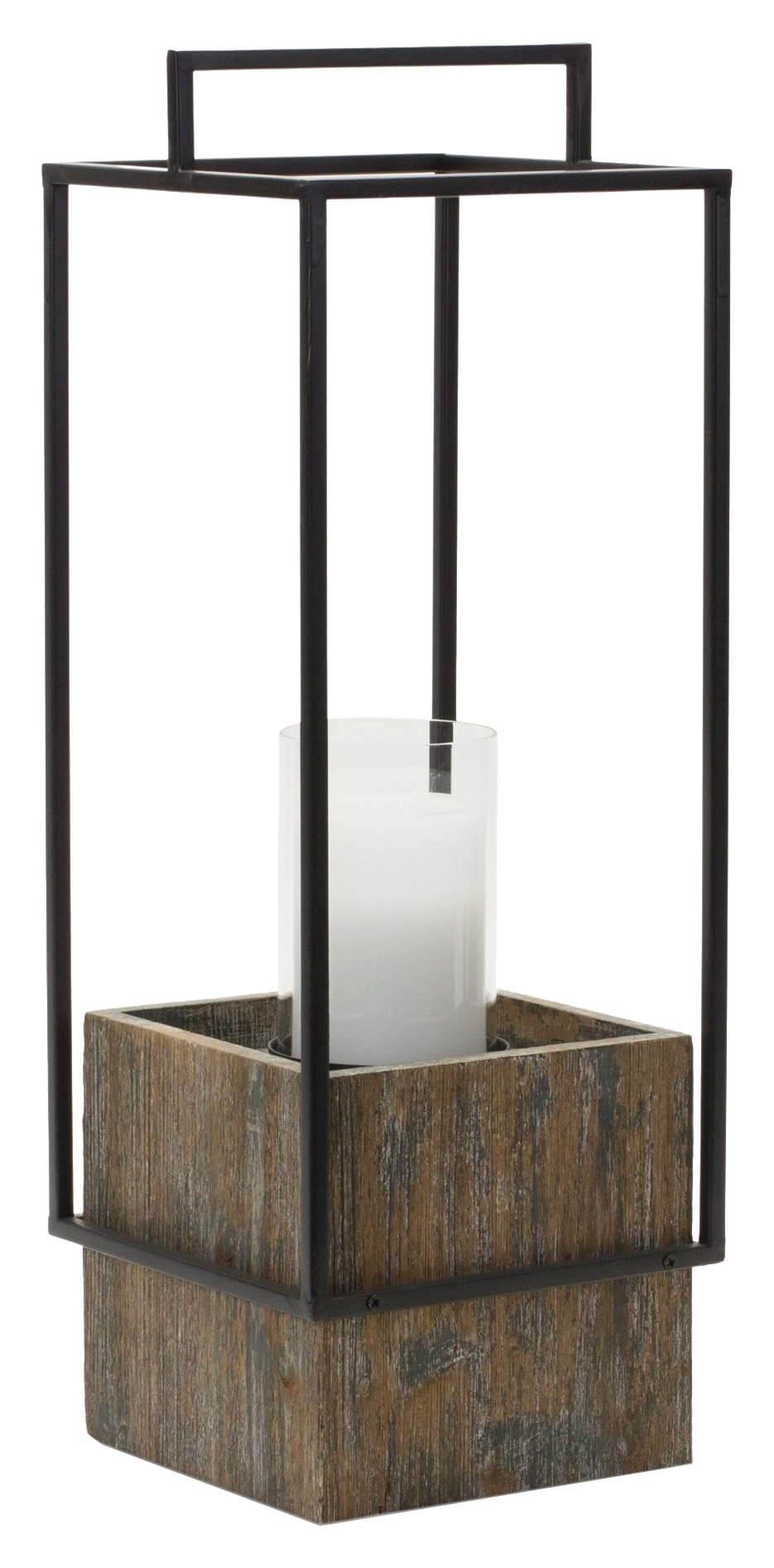 Image of Melrose International Wood Candle Holder with Metal Frame