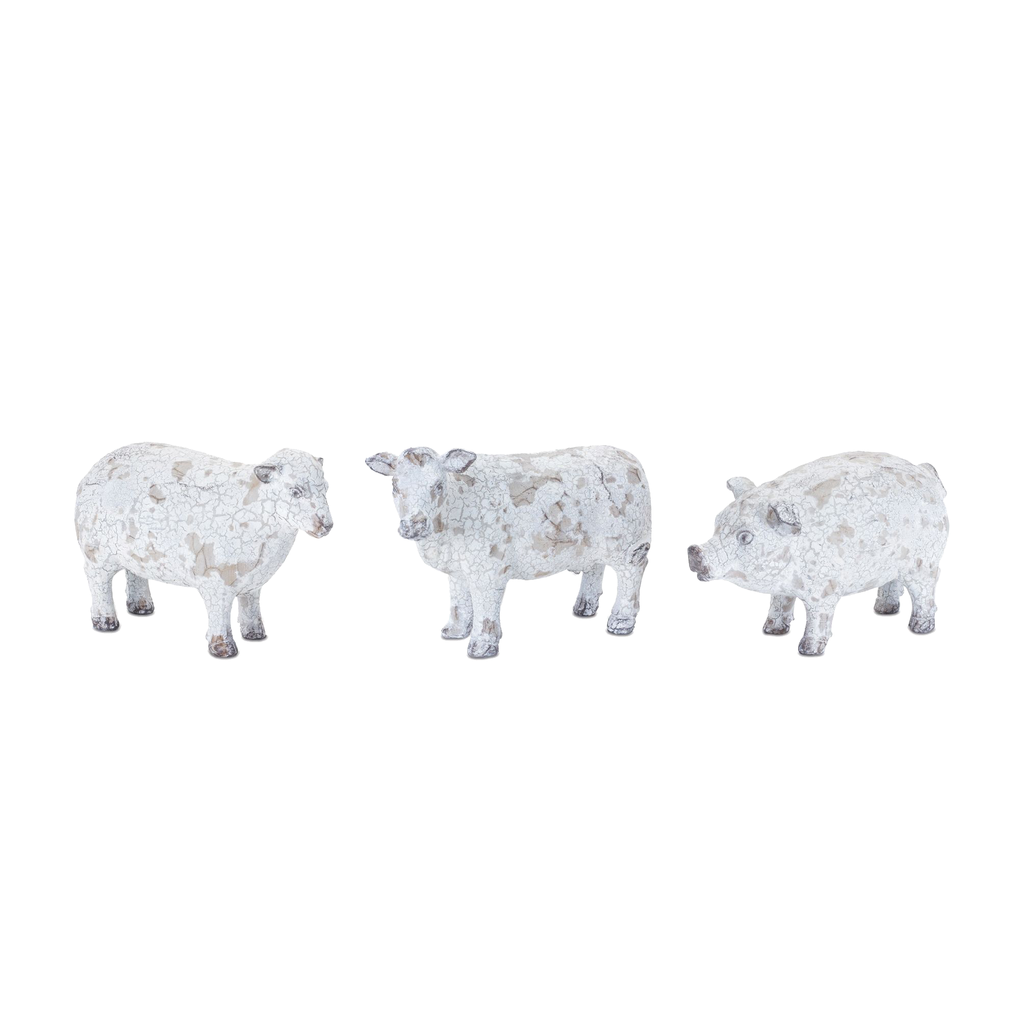 Image of Melrose International Distressed Farm-Animal Figurines Set of 3