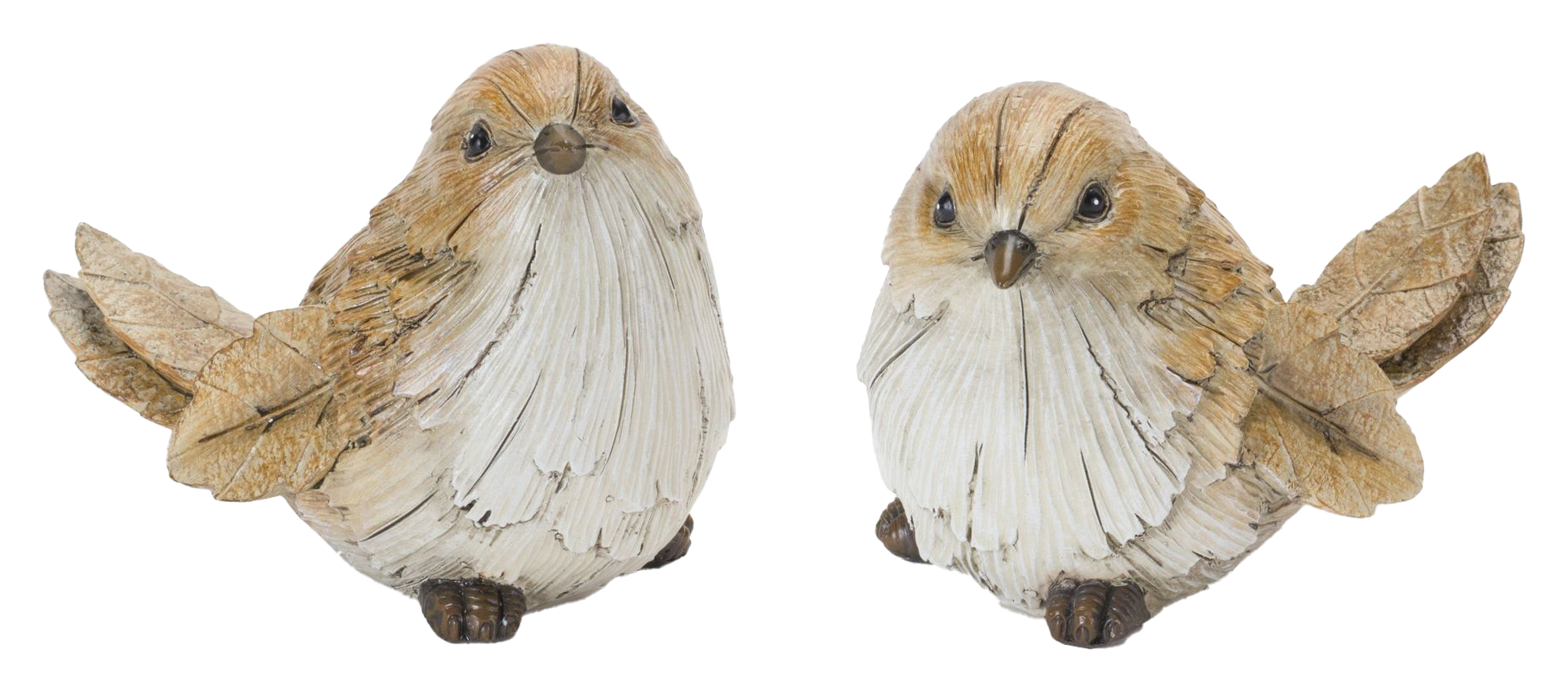 Image of Melrose International Carved Leaf Bird Figurines Set of 2