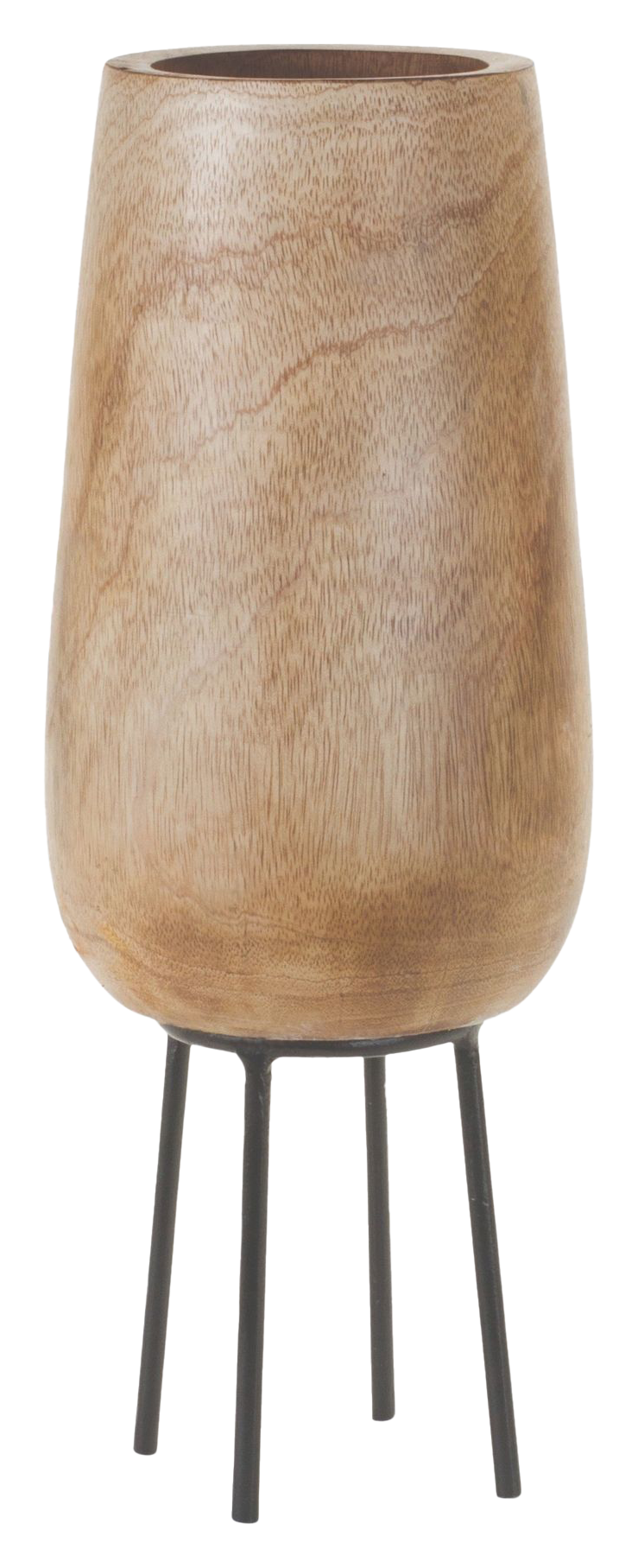 Melrose International Wood Vase with Metal Stand