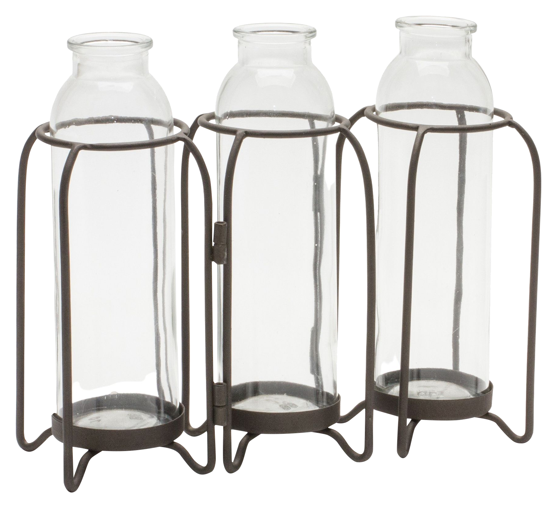 Image of Melrose International Bottle Vases in Iron Holder