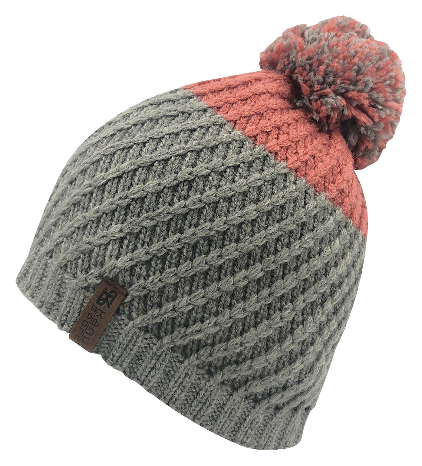 Image of Kanut Sports Aggie Beanie with Pom - Pewter/Cinnamon