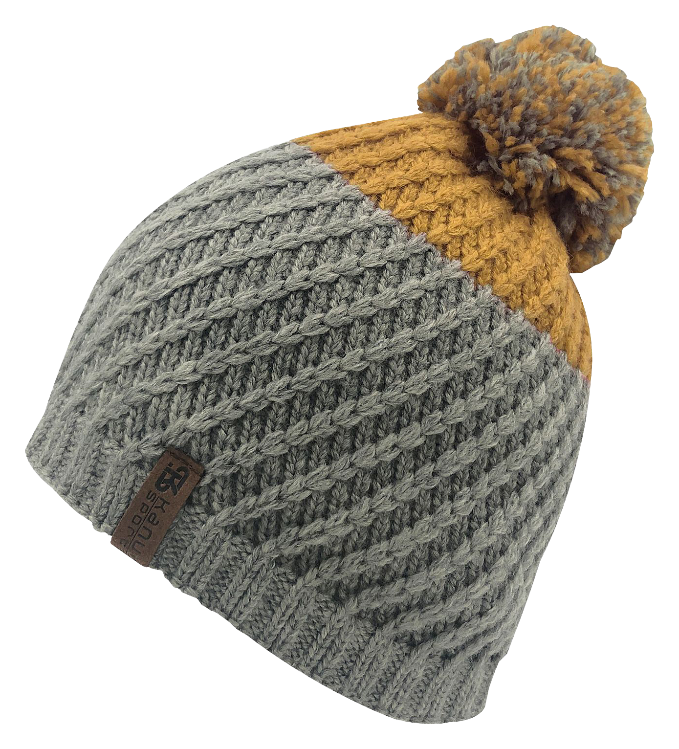 Image of Kanut Sports Aggie Beanie with Pom - Pewter/Caramel