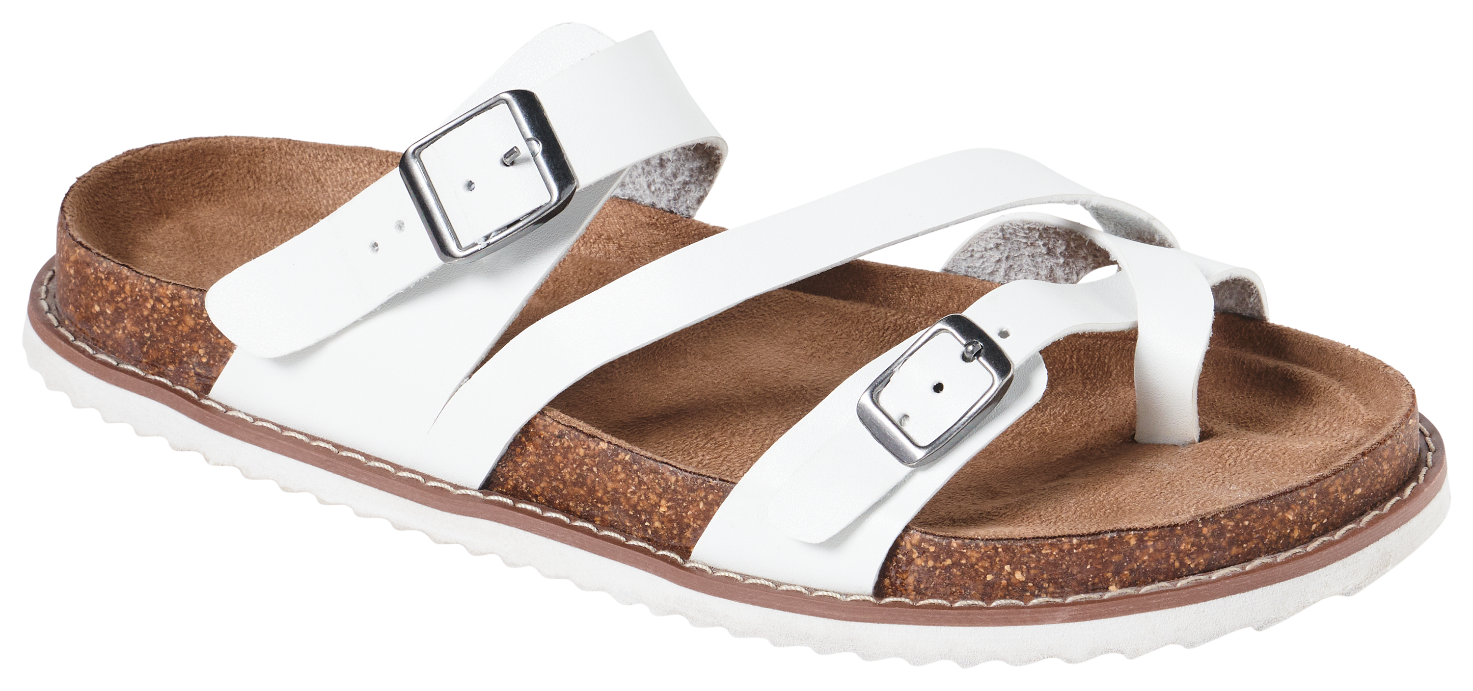 Natural Reflections Siena Buckle Sandals for Ladies - White