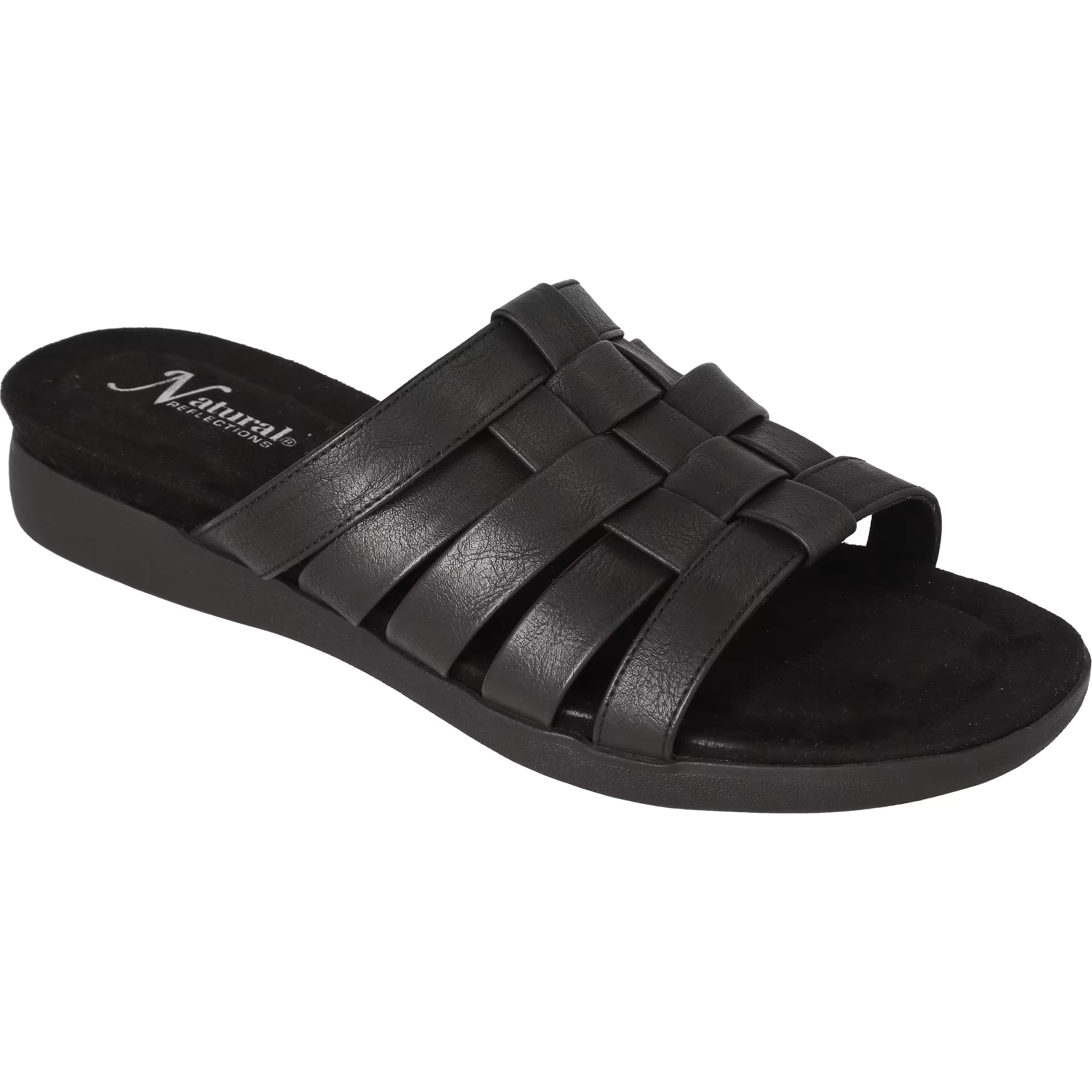 Image of Natural Reflections Phoebe Slide Sandals - Black - 7M