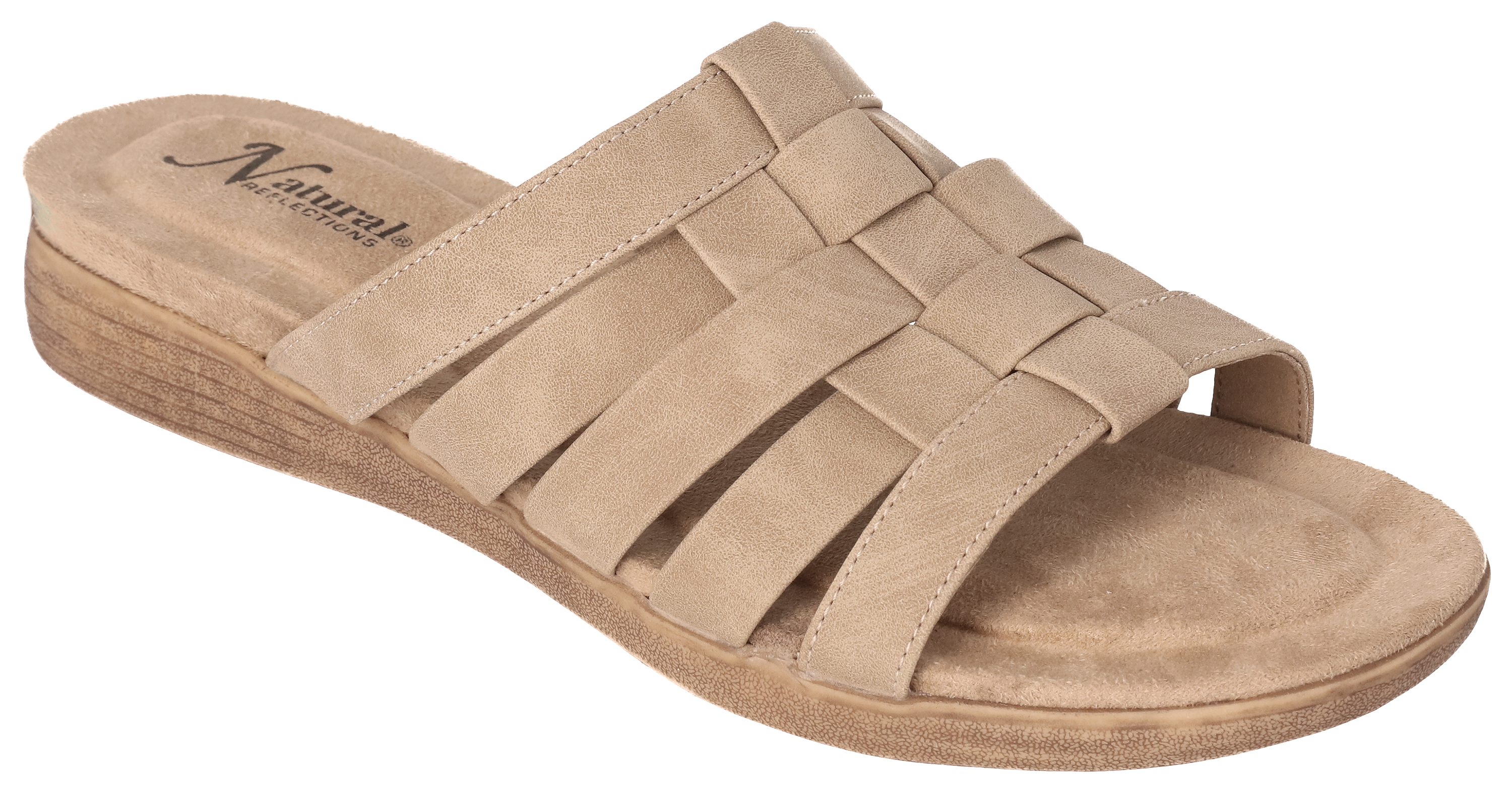 Image of Natural Reflections Phoebe Slide Sandals - Taupe - 7.5M