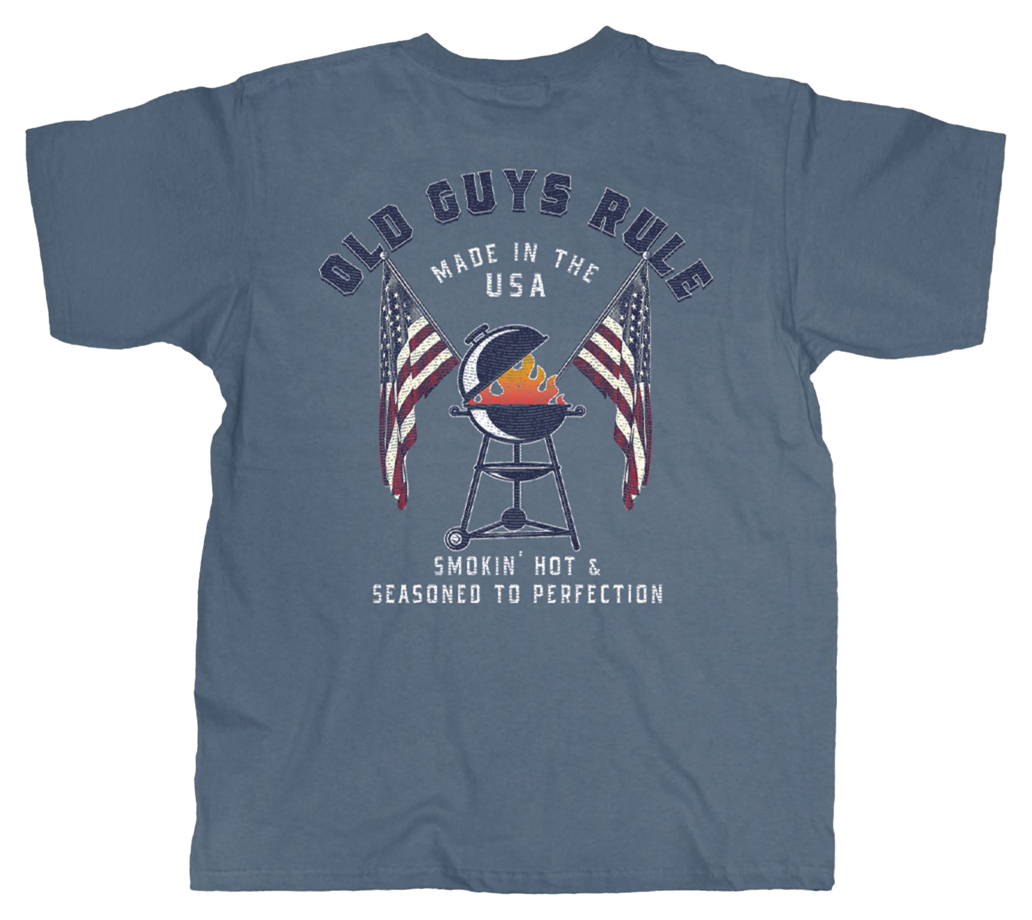 Image of Old Guys Rule American BBQ Short-Sleeve T-Shirt for Men - Indigo Blue - 2XL