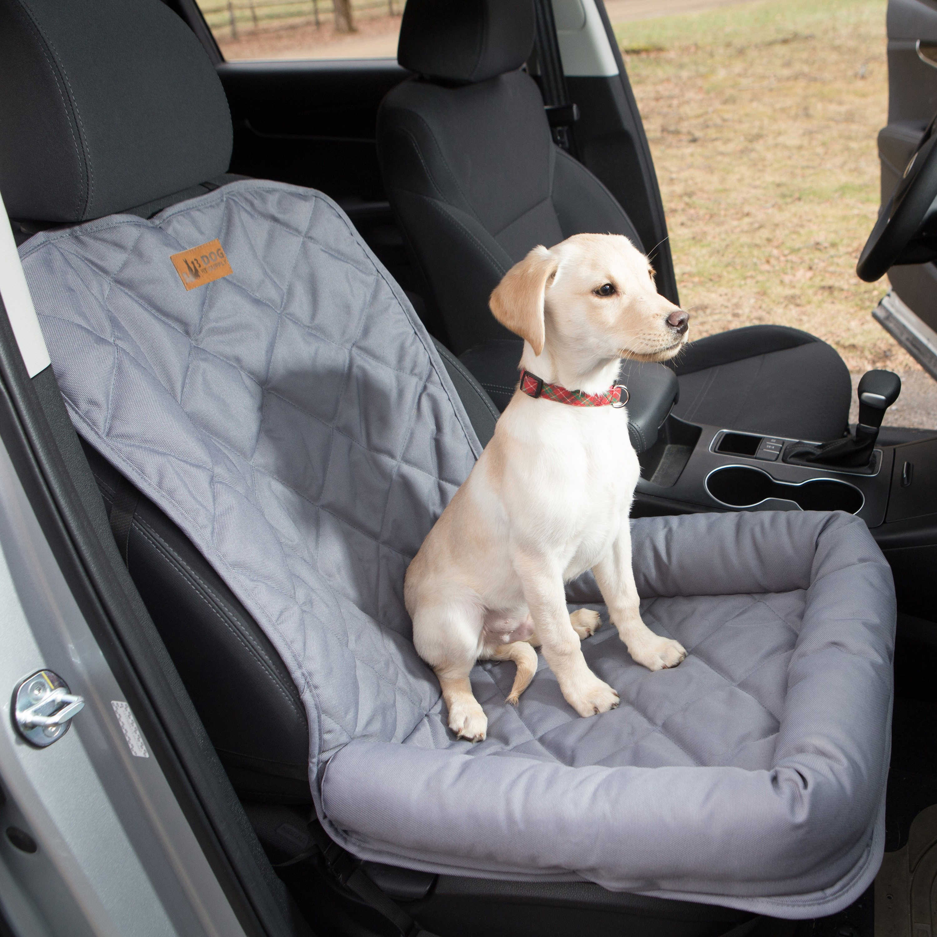 Image of 3 Dog Pet Supply Single Seat Protector with Bolster for Dogs - Grey