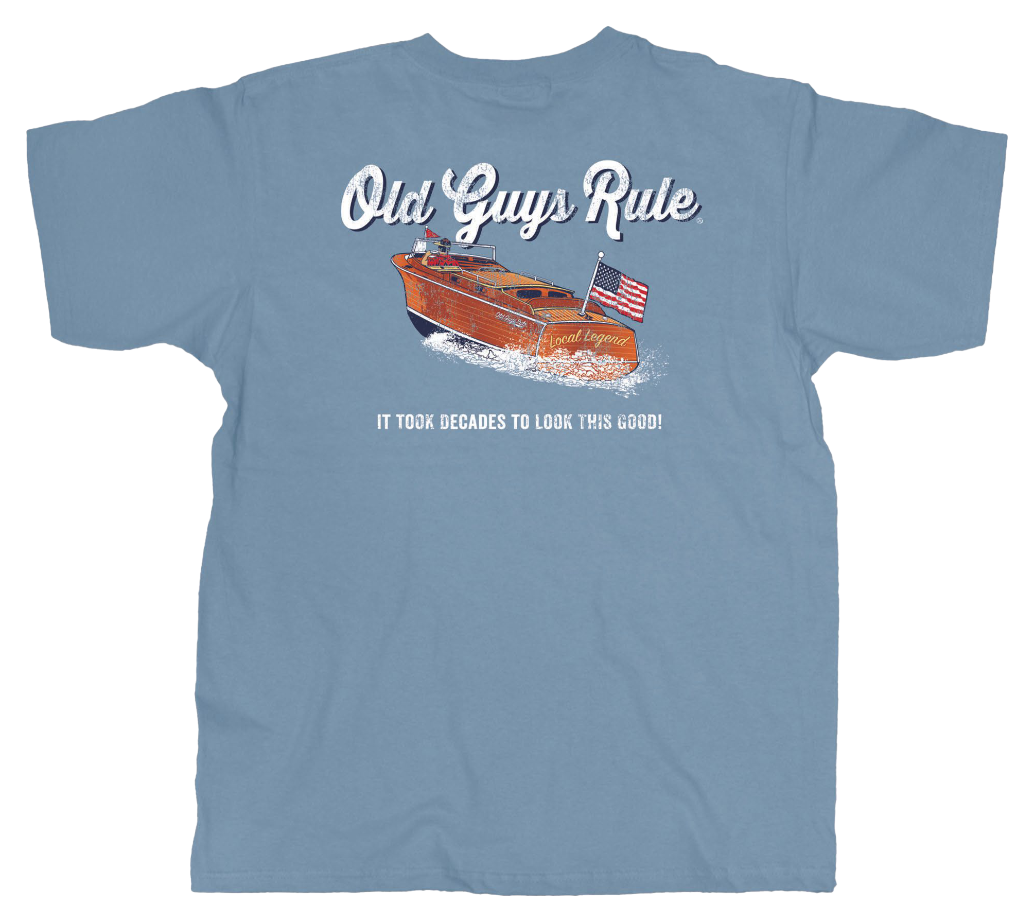 Image of Old Guys Rule Chris Craft Short-Sleeve T-Shirt for Men - Stone Blue