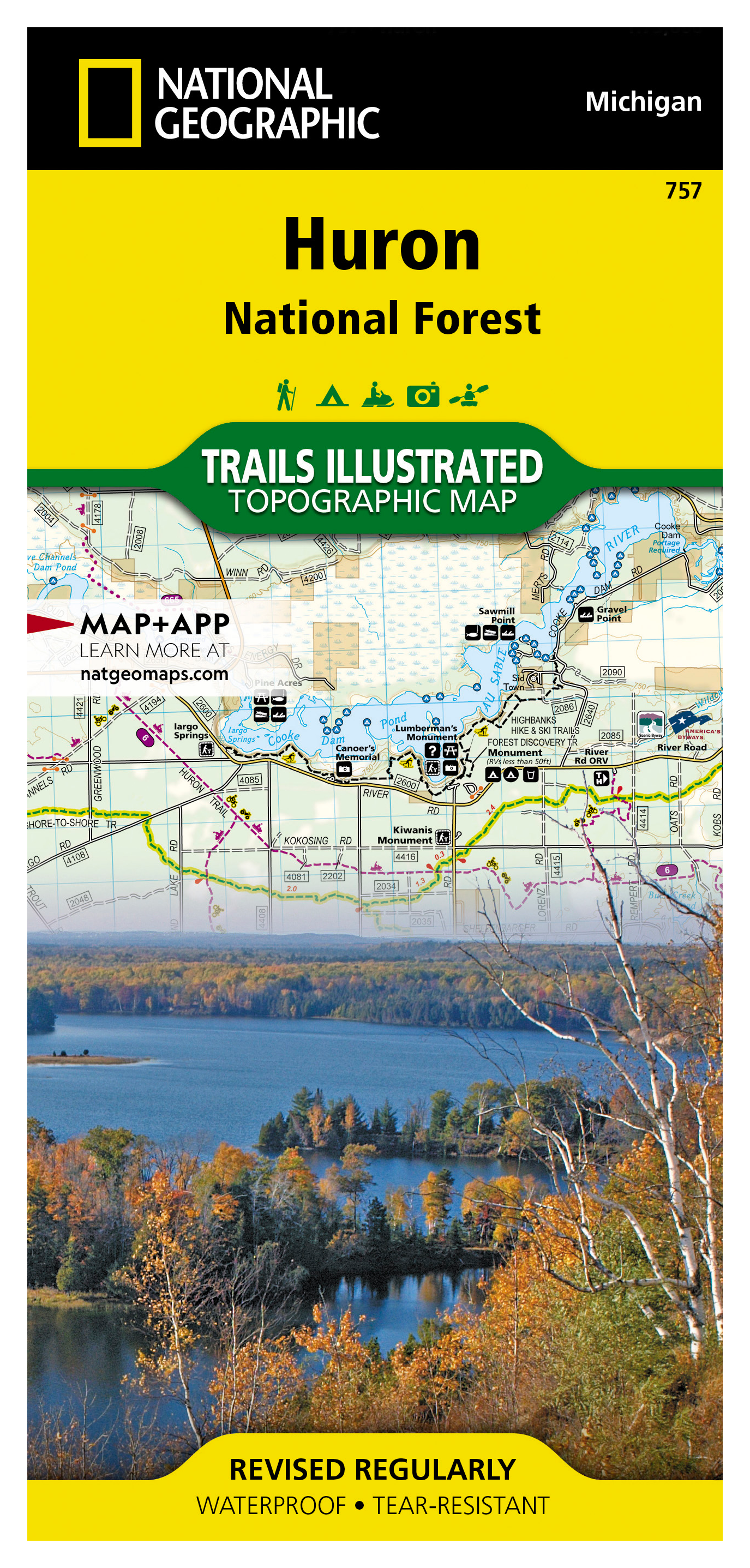 Image of National Geographic National Forests Trails Illustrated Topographic Map Series - Michigan - Huron National Forest - MW