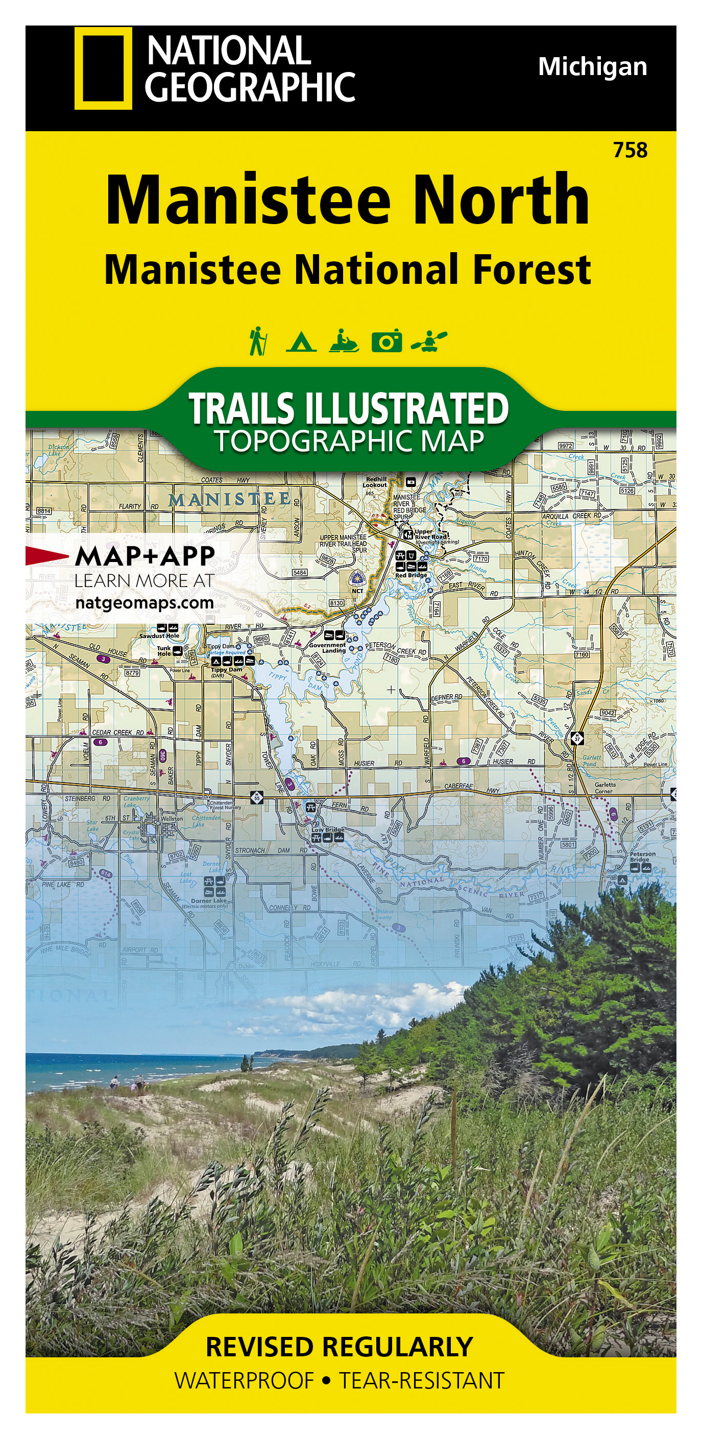 Image of National Geographic National Forests Trails Illustrated Topographic Map Series - Michigan - Manistee North National Forest - MW