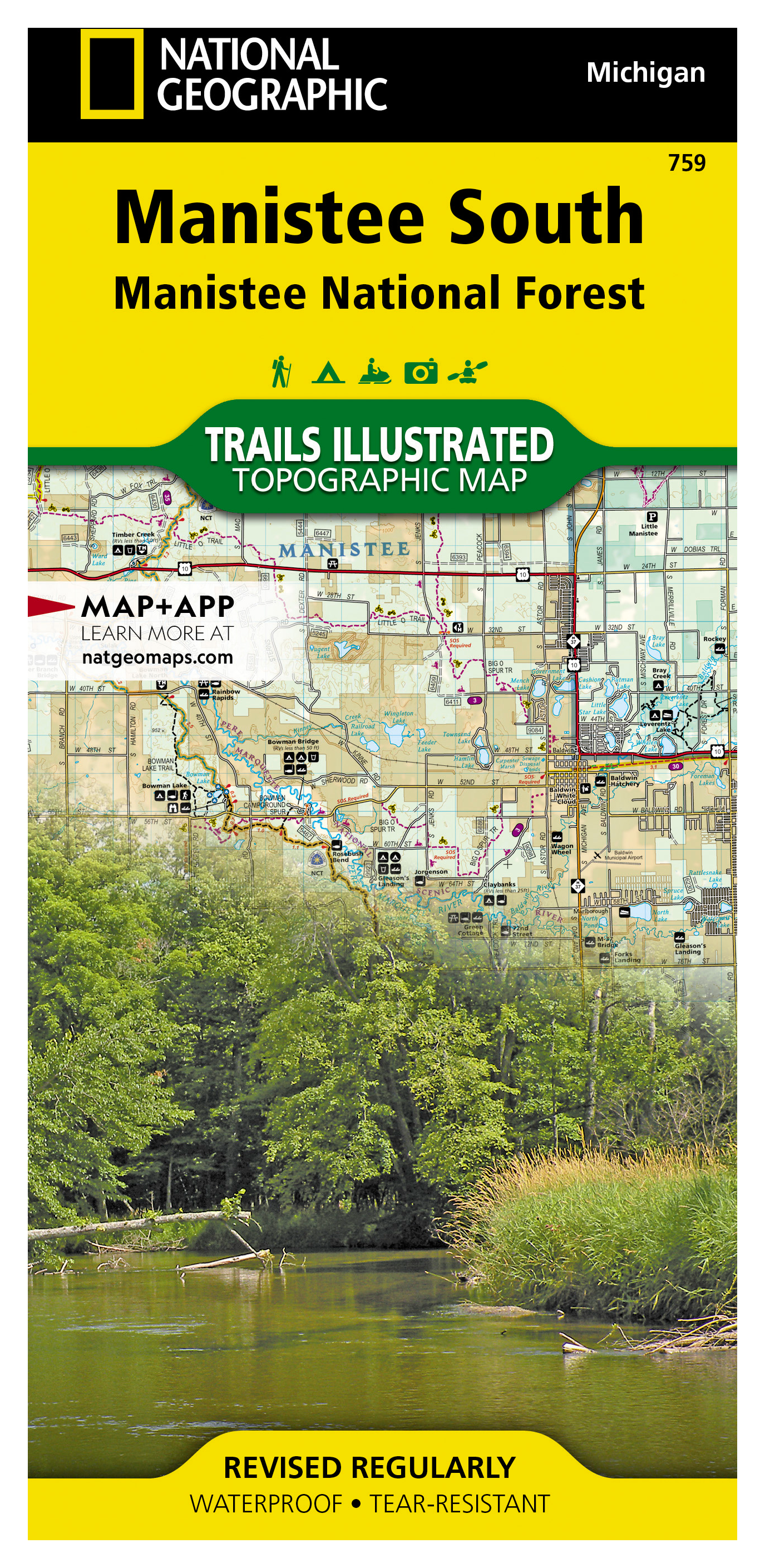 Image of National Geographic National Forests Trails Illustrated Topographic Map Series - Michigan - Manistee South National Forest - MW