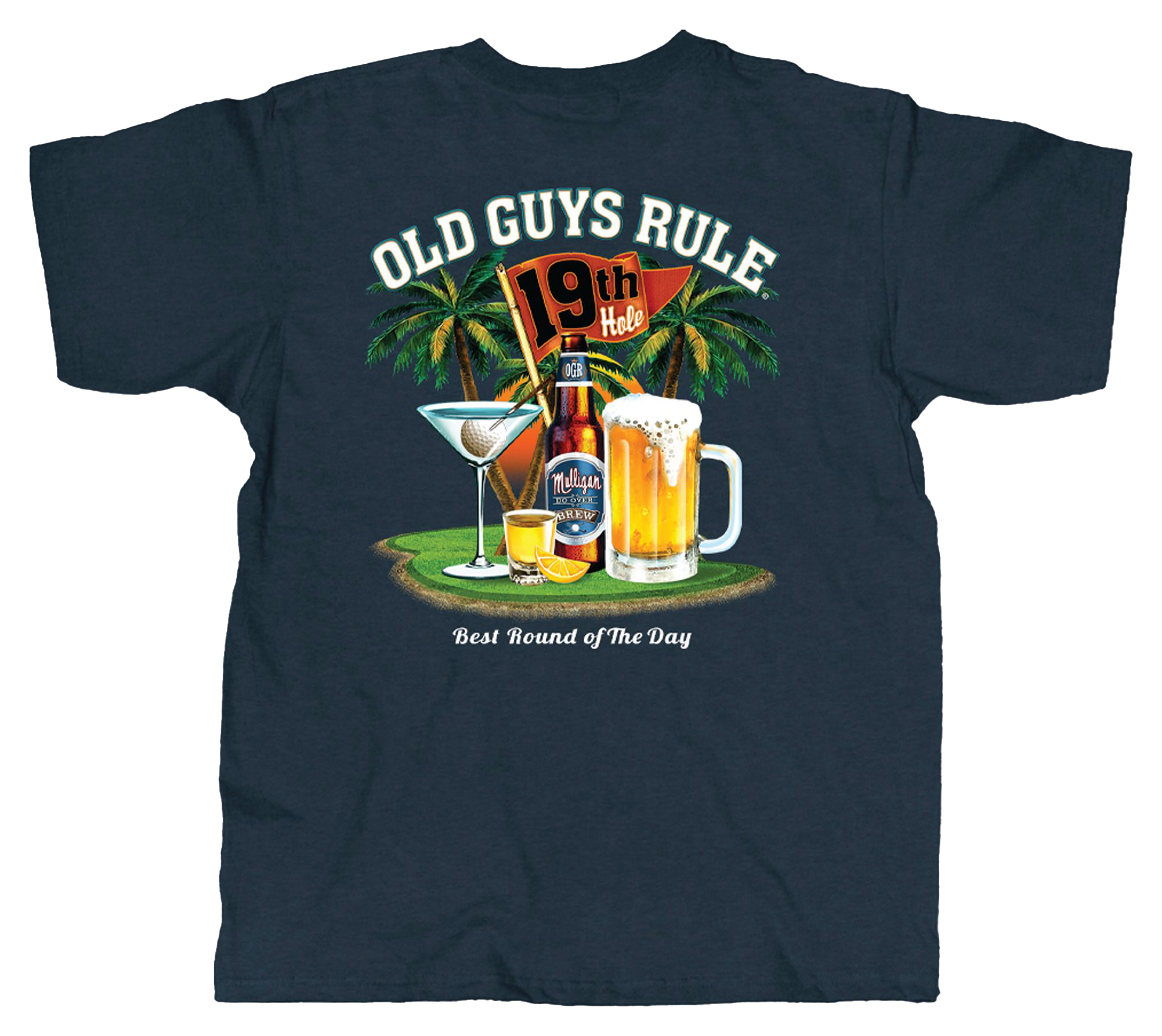 Image of Old Guys Rule Best Round Of The Day Short-Sleeve T-Shirt for Men - Navy - M