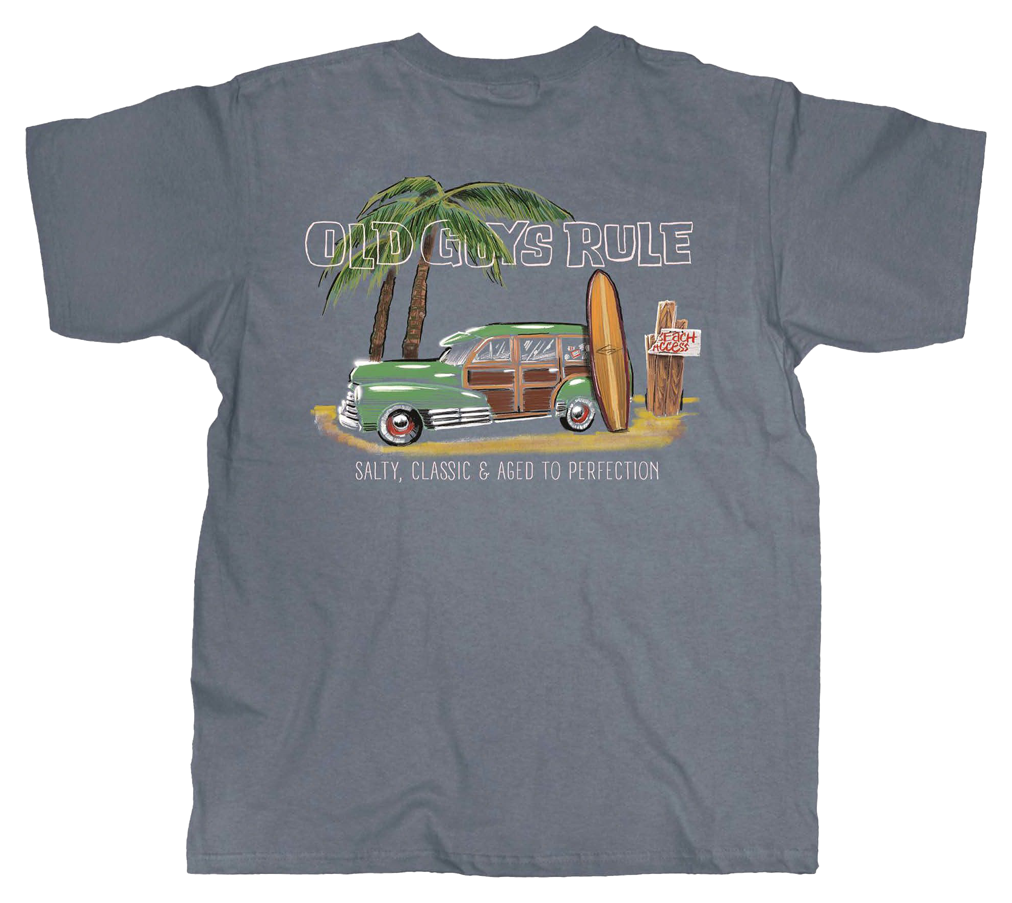 Image of Old Guys Rule Salty, Classic, and Aged to Perfection Short-Sleeve T-Shirt for Men - Indigo Blue